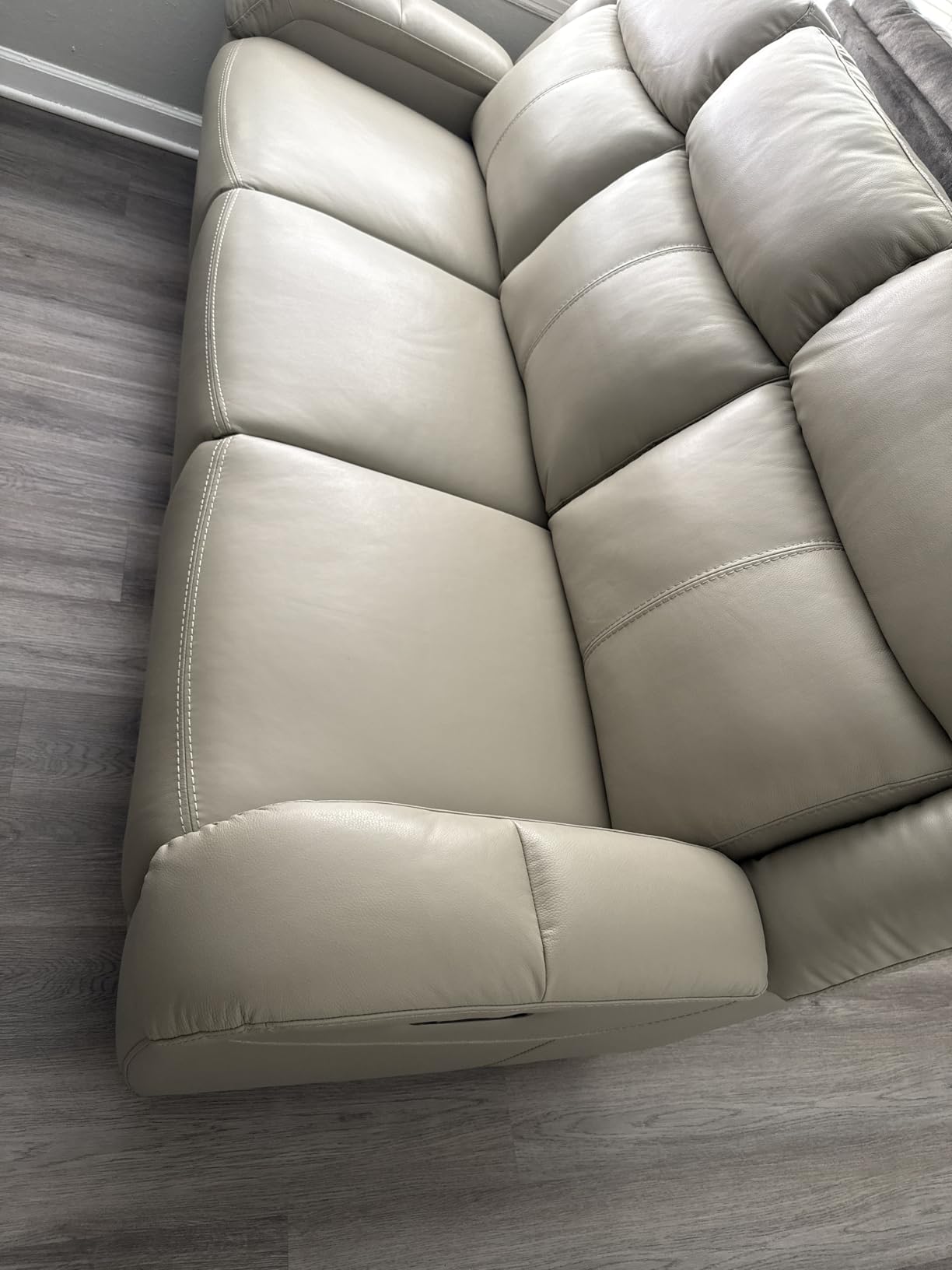 Watson & Whitely Genuine Leather Wall Hugger Power Reclining Sofa, Navy customer photo 1