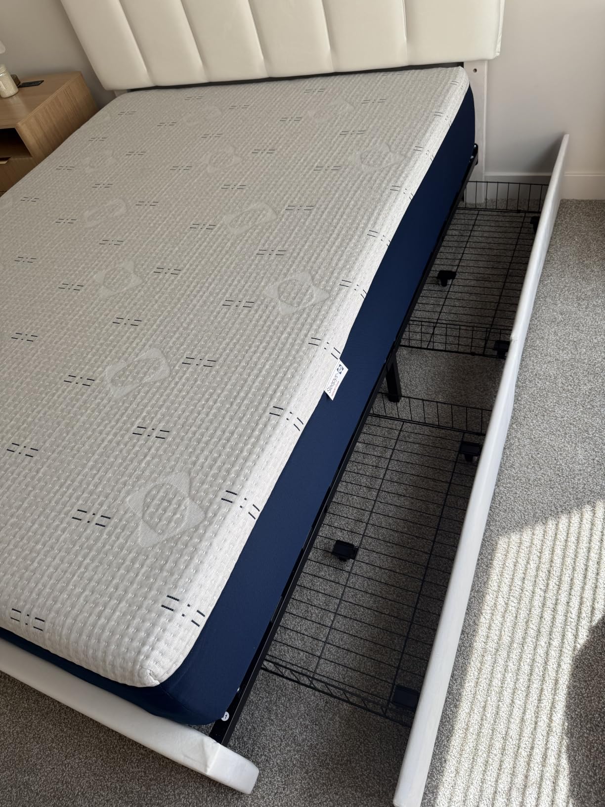 VECELO Full Size Bed Frame with 4 Storage Drawers, Adjustable Height Headboard, Heavy-Duty Platform Bedframe with Strong Wooden Slats, No Box Spring Needed, Pale Beige customer photo 2