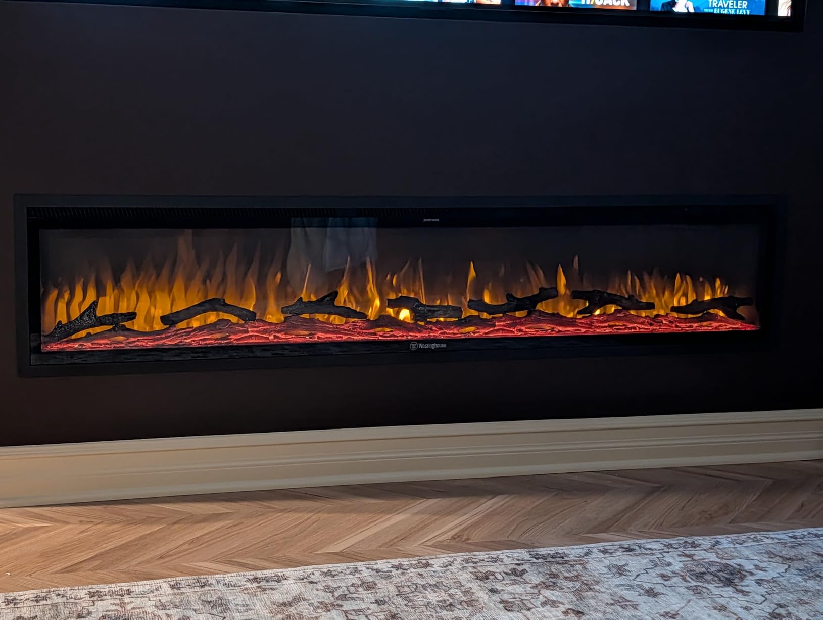 Westinghouse 50 Inch Electric Fireplace Heater, Compatible with Alexa & Google Home, Wall Mount or in-Wall Recessed Fireplace Insert, 24 Hour Timer, Color Changing Flames, 750W/1500W Indoor Heater customer photo 1