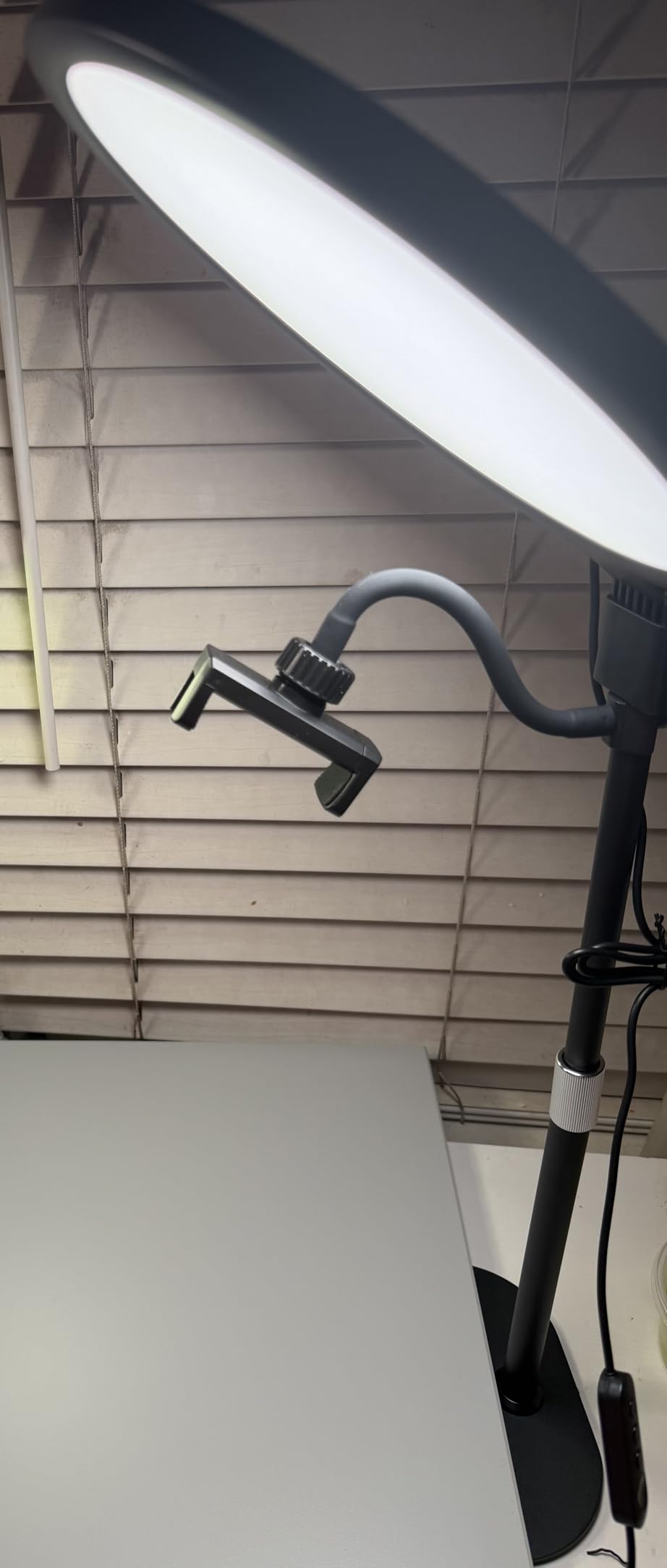 1300 Lumens Ring Light with Stand for Desk, Computer & Laptop - Podcast & Streaming Light with Flexible Phone Holder, CRI 98+ Bright Yet Soft Influencer Light for Video Recording, Conference & Calls customer photo 2