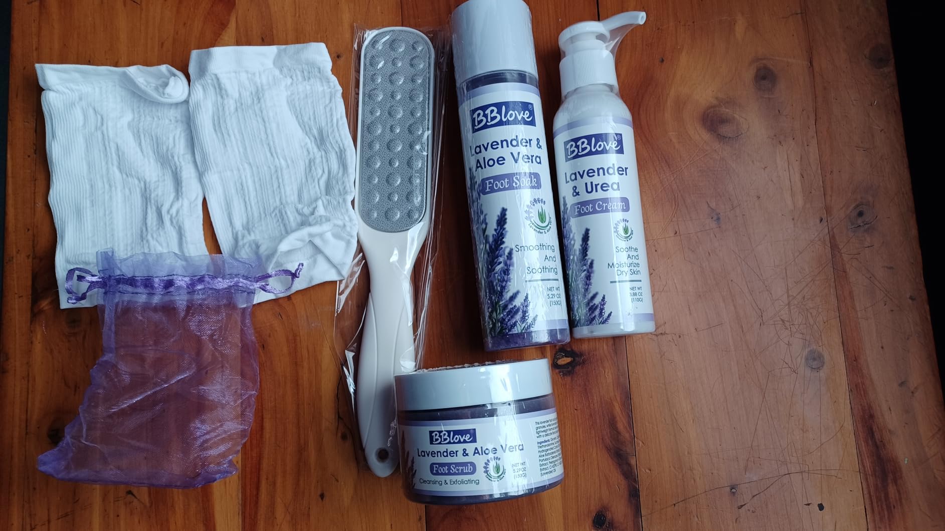 Lavender Foot Soak Set - Foot Spa Kit for Women, Pedicure Kit at Home with Salt, Scrub, Foot File & Moisturizing Gel Socks - Spa Gift Set for Dry, Cracked Feet customer photo 1