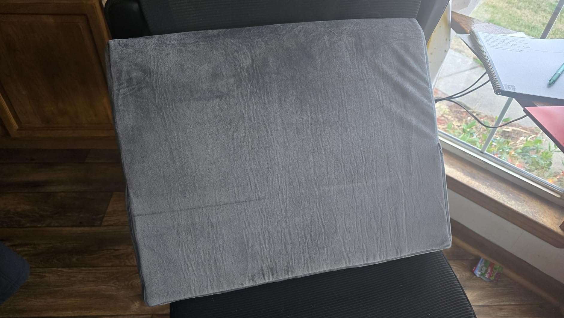 Lumbar Support Pillow for Recliner, Large Memory Foam Back Support Cushion for Sofa & Gaming Chair, Ergonomic Backrest Pillow for Elderly, Comfortable Couch Cushion with Machine Washable Cover, Gray customer photo 1