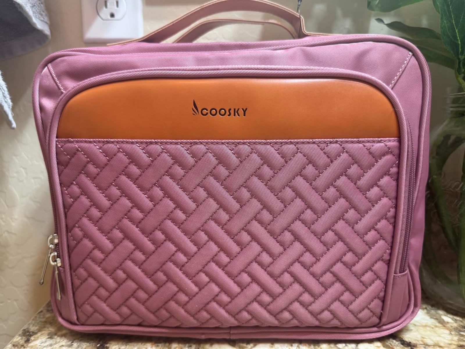COOSKY Travel Hanging Toiletry Bag for Women, Cruise Ship Essentials, with Jewelry Organizer, Extra Large Makeup Dopp Kit, Waterproof Cosmetic Bags, Toiletries Kit Set with Trolley Belt, Green customer photo 2