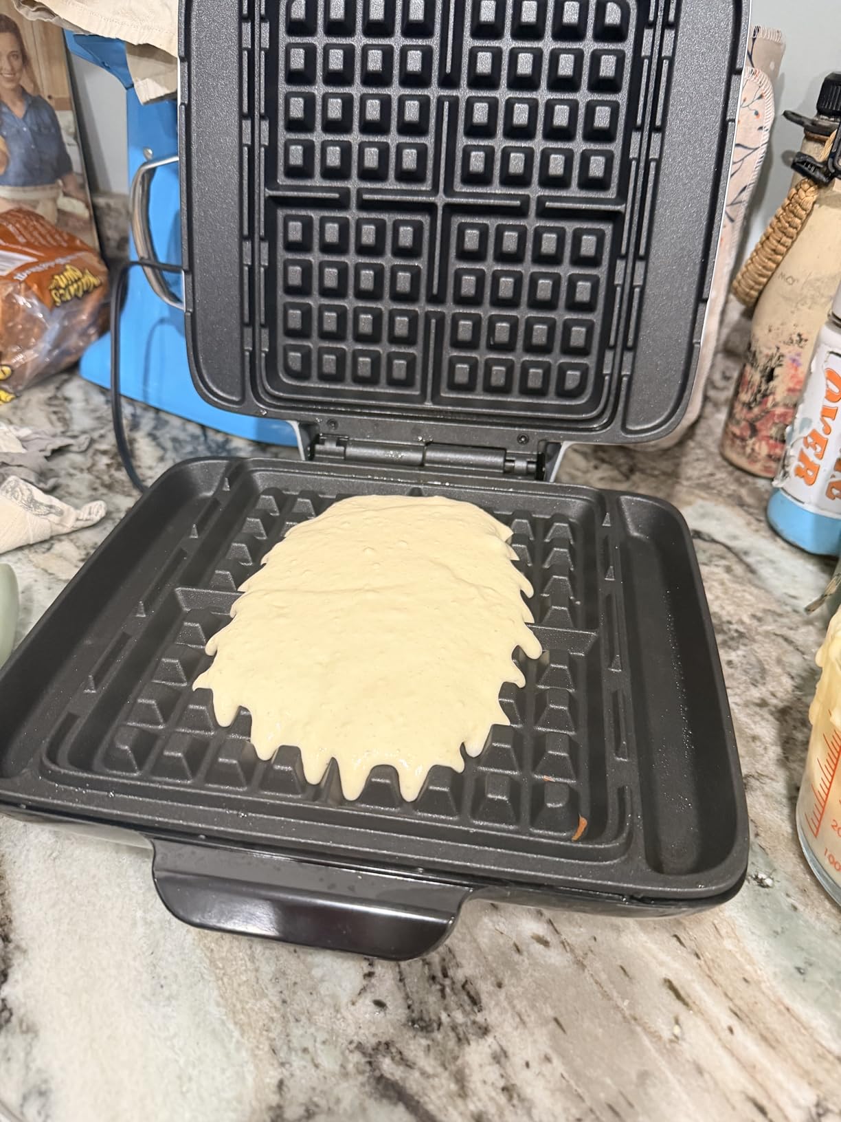 Dash No-Drip Waffle Maker, 4 Square Mini Waffles at Once, Cream customer photo 2