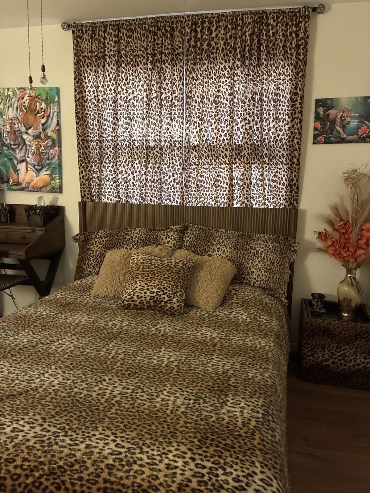 Queen Size Headboard Only, Modern Fluted Wall-Mounted Head Board with Lighting, Boho Wood Bed headboard Stylish Bedroom Decor, Natural customer photo 1
