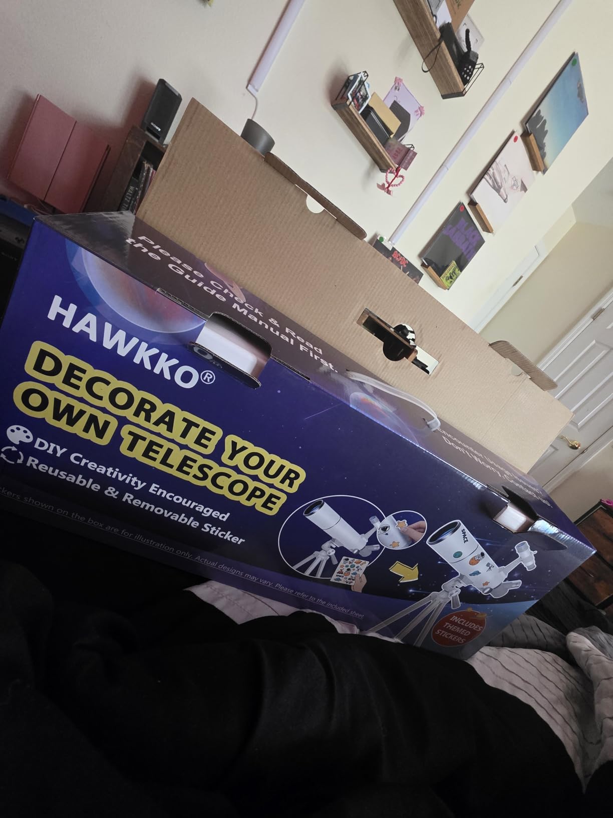 Hawkko 80mm Aperture 500mm Telescope for Kids 8-12 & Adults Beginners | Astronomical Refractor Telescope Kit for Beginners with Decorate Stickers, AZ Tripod, Phone Adapter customer photo 2