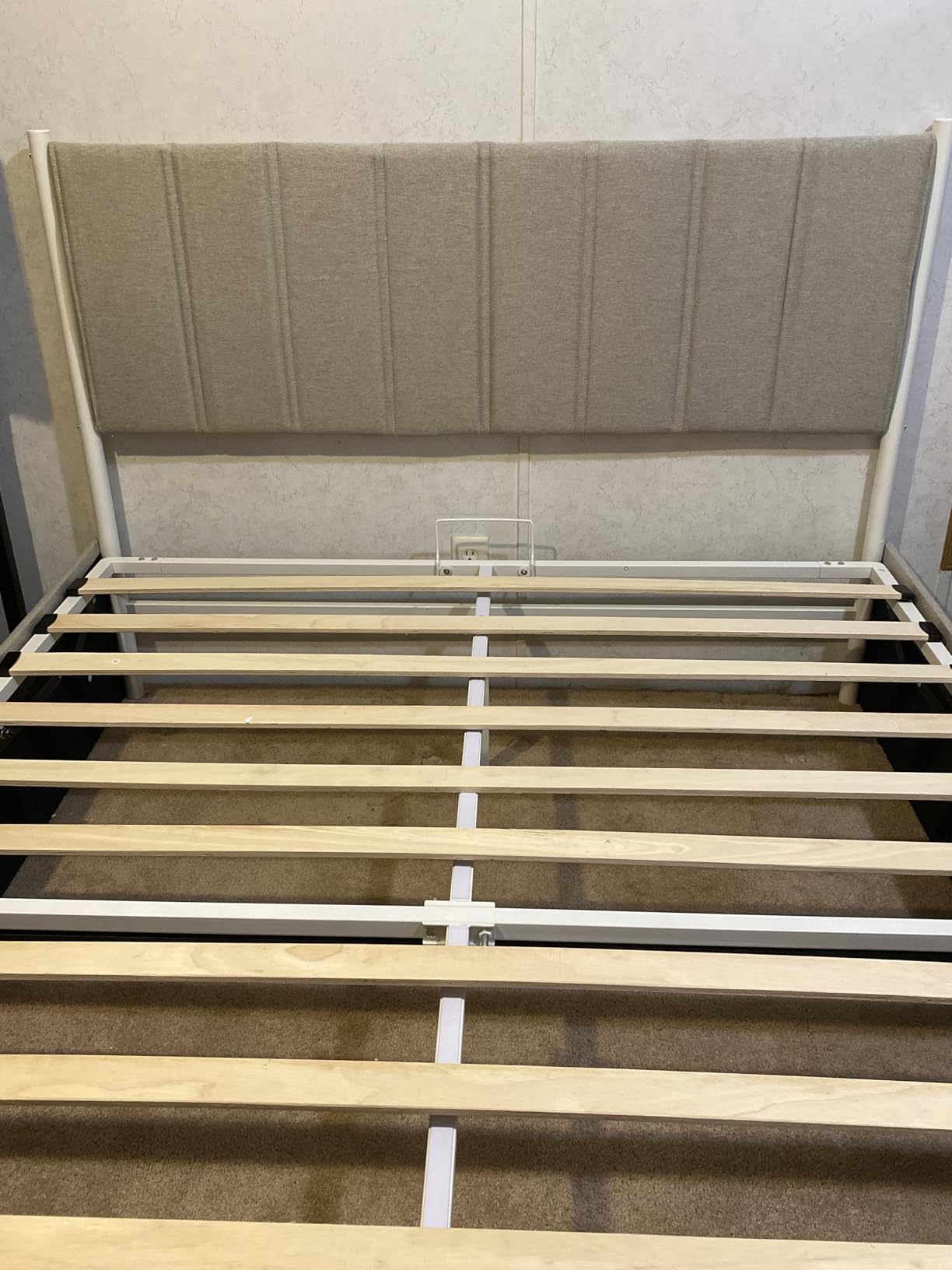 VASAGLE Lift Up Storage Bed Frame, Twin Size, Upholstered Headboard | Modern Hydraulic Platform Bed, 550 lb Weight Capacity, No Box Spring Needed, Cappuccino Beige, KACY Collection URMB603W01 customer photo 1