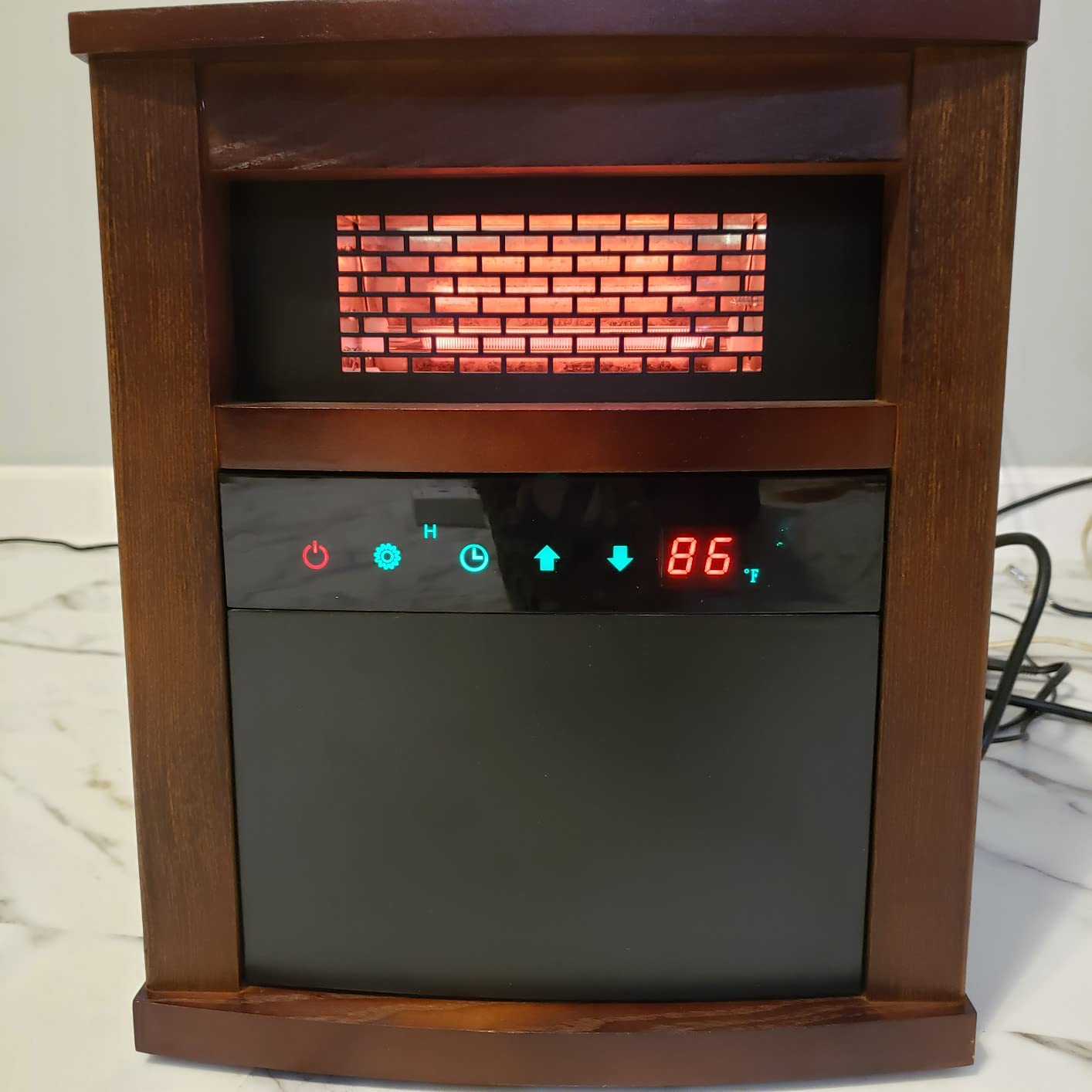 Air Choice Infrared Space Heater, 1500W Electric Portable Heater with Remote Control and Thermostat, Fast & Quiet Heating Tower Room Heater for Indoor Use, Bedroom, Office, Home, Walnut customer photo 2