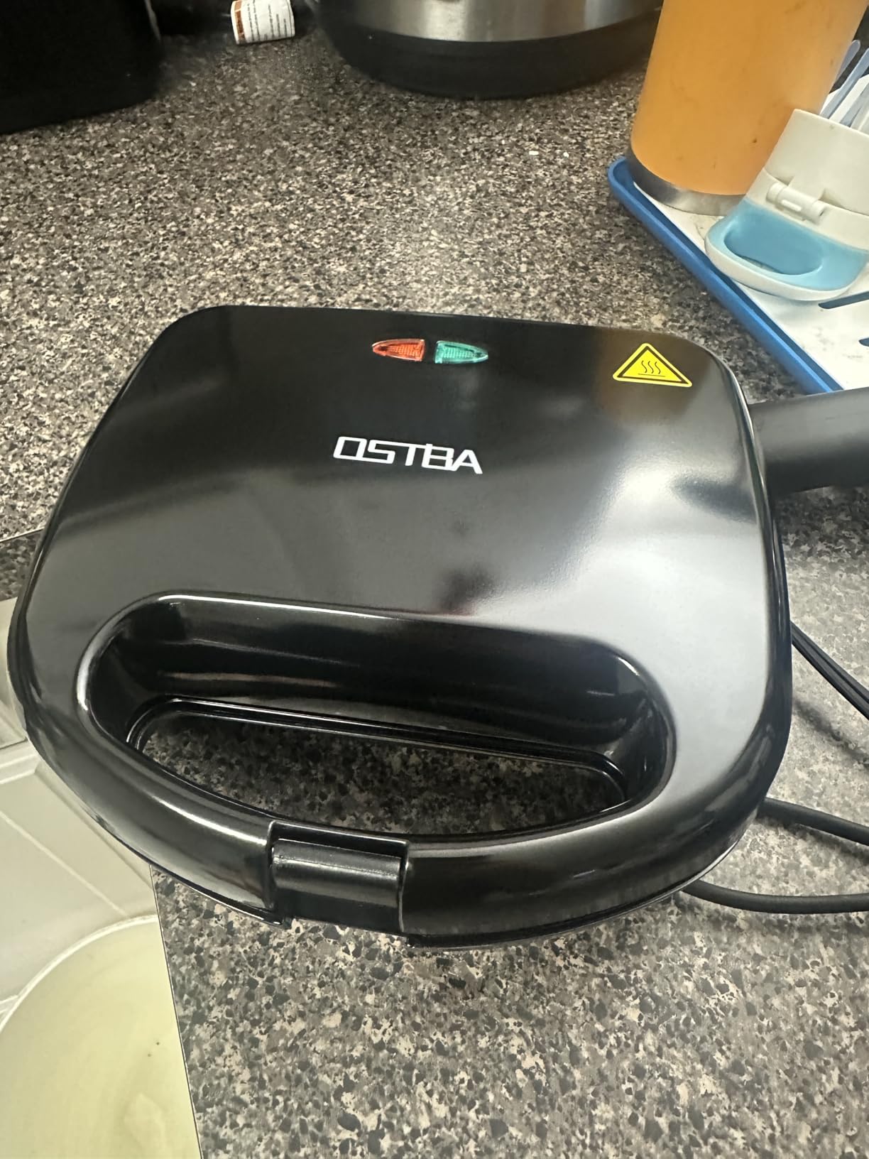OSTBA Panini Press Grill, 4-Slice Sandwich Maker with Nonstick Plates | 1200W Heating with Adjustable Temperature, 180 Opening, Drip Tray, Stainless Steel, Easy Cleanup customer photo 1