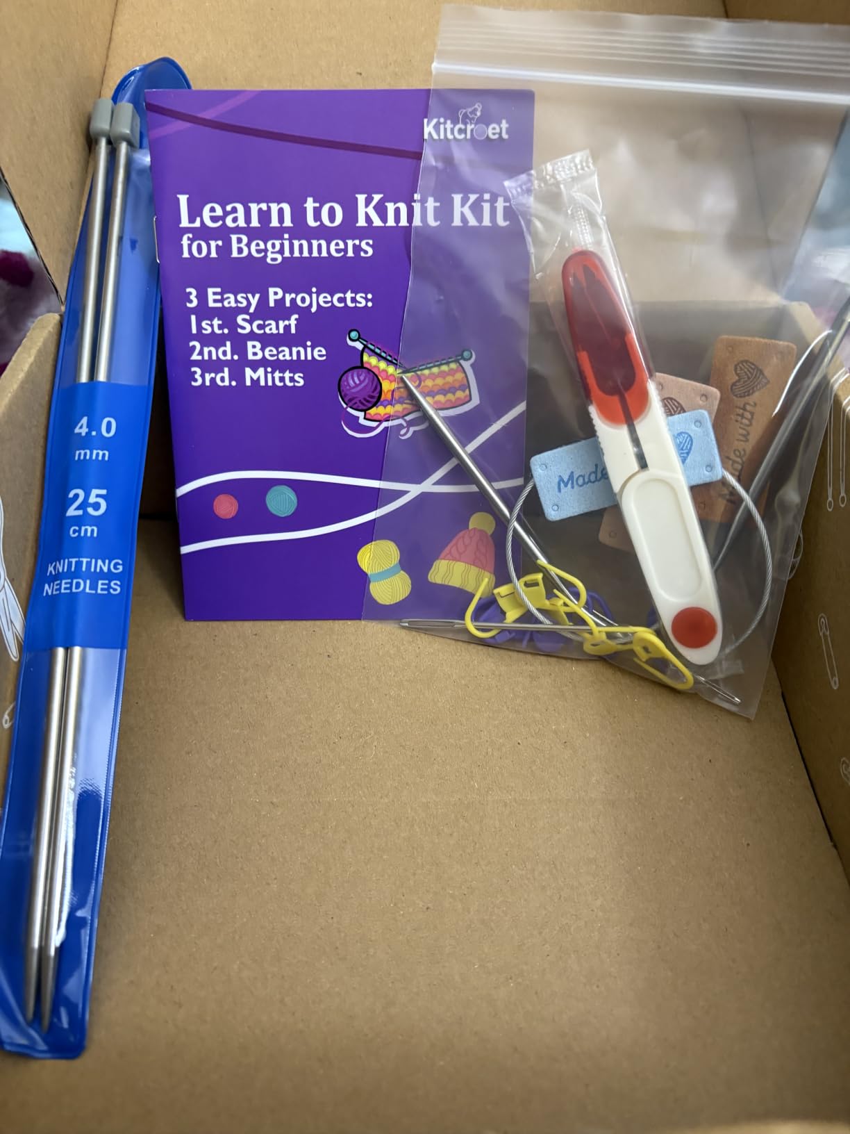 Complete Knitting Kit for Beginners, Scarf, Hat & Gloves, Amethyst Ombre | Kitcroet Knitting Kit Video Tutorials & Written Guide; 2 Types of Needles & Knitting Accessories; 25% Extra Yarn Included customer photo 1