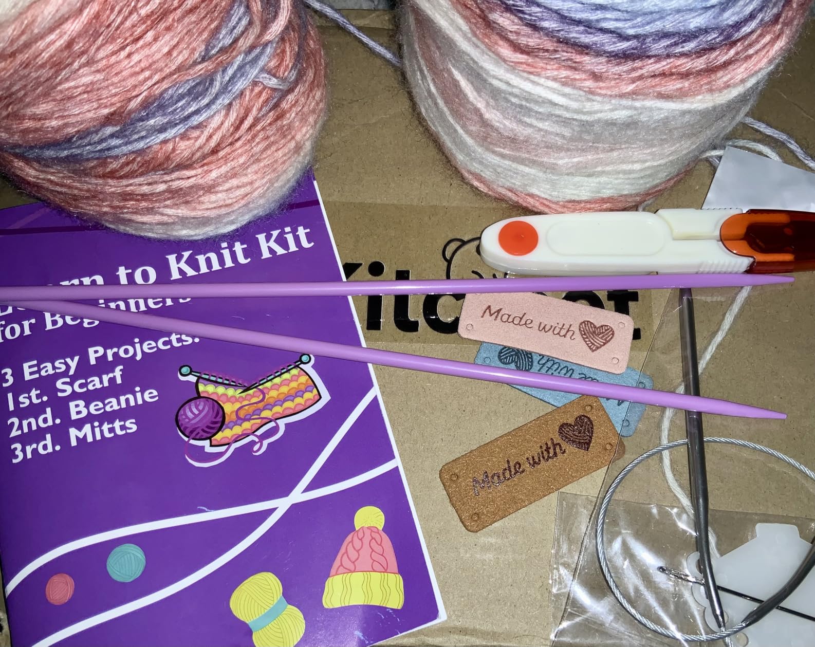 Complete Knitting Kit for Beginners, Scarf, Hat & Gloves, Amethyst Ombre | Kitcroet Knitting Kit Video Tutorials & Written Guide; 2 Types of Needles & Knitting Accessories; 25% Extra Yarn Included customer photo 2
