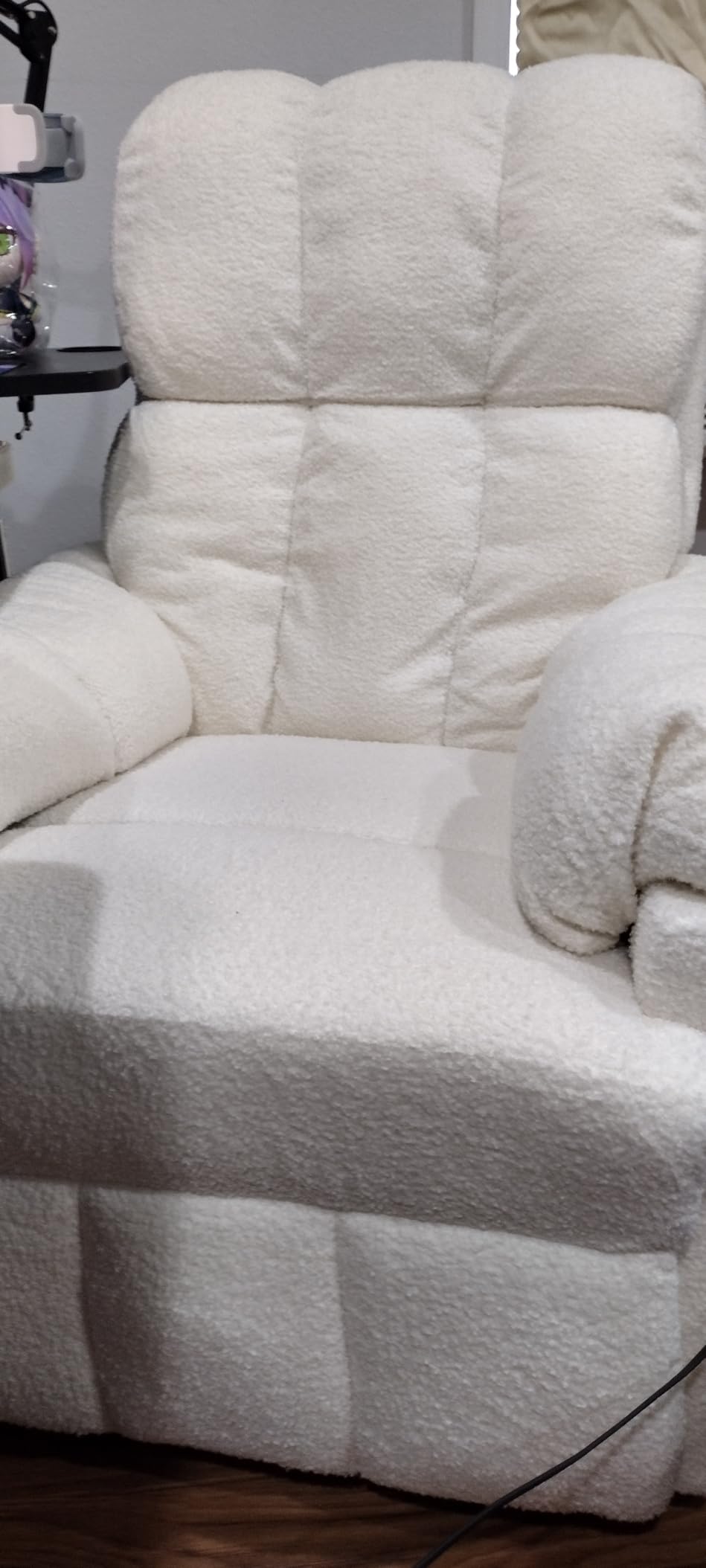 Korser Recliner Chair, Swivel Rocker Recliner Chair for Adults, Small Recliners for Small Spaces, Upholstered Manual Recliner with Side Pockets, Nursery Rocking Chair for Living Room, Chenille, Beige customer photo 1