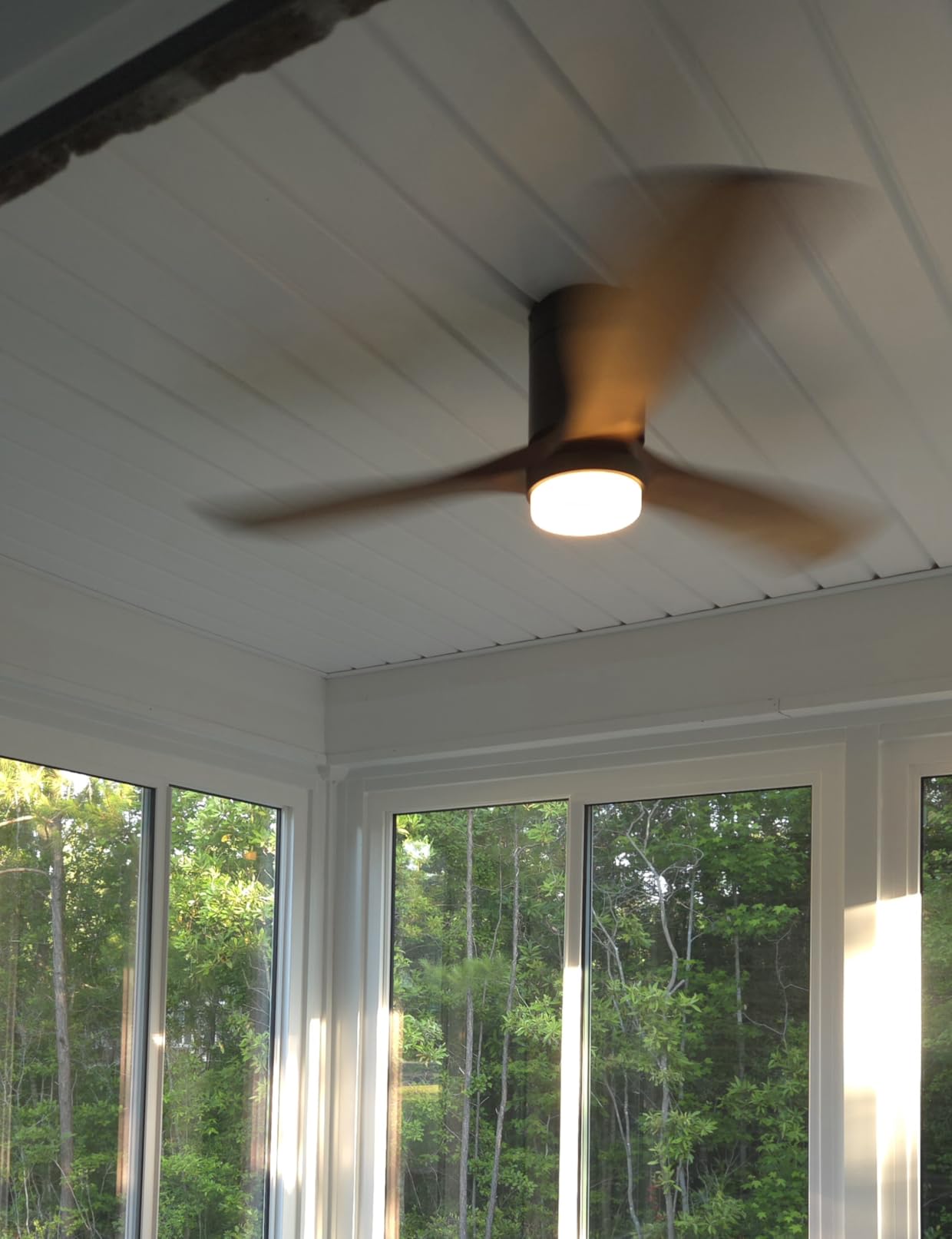 Sofucor 52 Inch Smart Ceiling Fans with Lights, Low Profile Flush Mount | Alexa/App/Remote Control, Quiet Reversible DC Motor, 3CCT Dimmable, Indoor/Outdoor/Bedroom/Living Room/Farmhouse, Brown customer photo 2