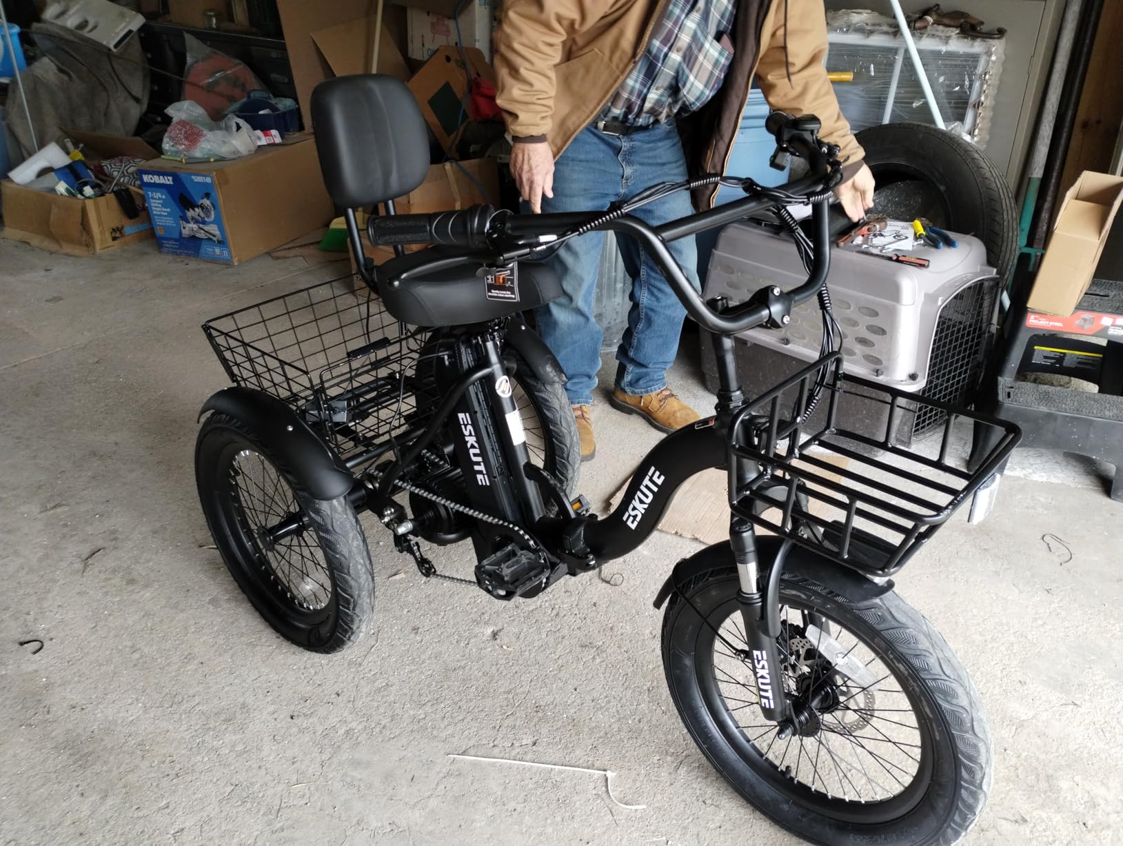 ESKUTE E Trike Electric Bike, Peak 1200W Brushless Motor Folding Trike 18X3.0 Fat Tire Ebike, 624Wh Removable Battery, Step-Thru 3 Wheel Electric Bicycle, Up to 55 Miles, 18MPH+ Tricycle for Adults customer photo 2