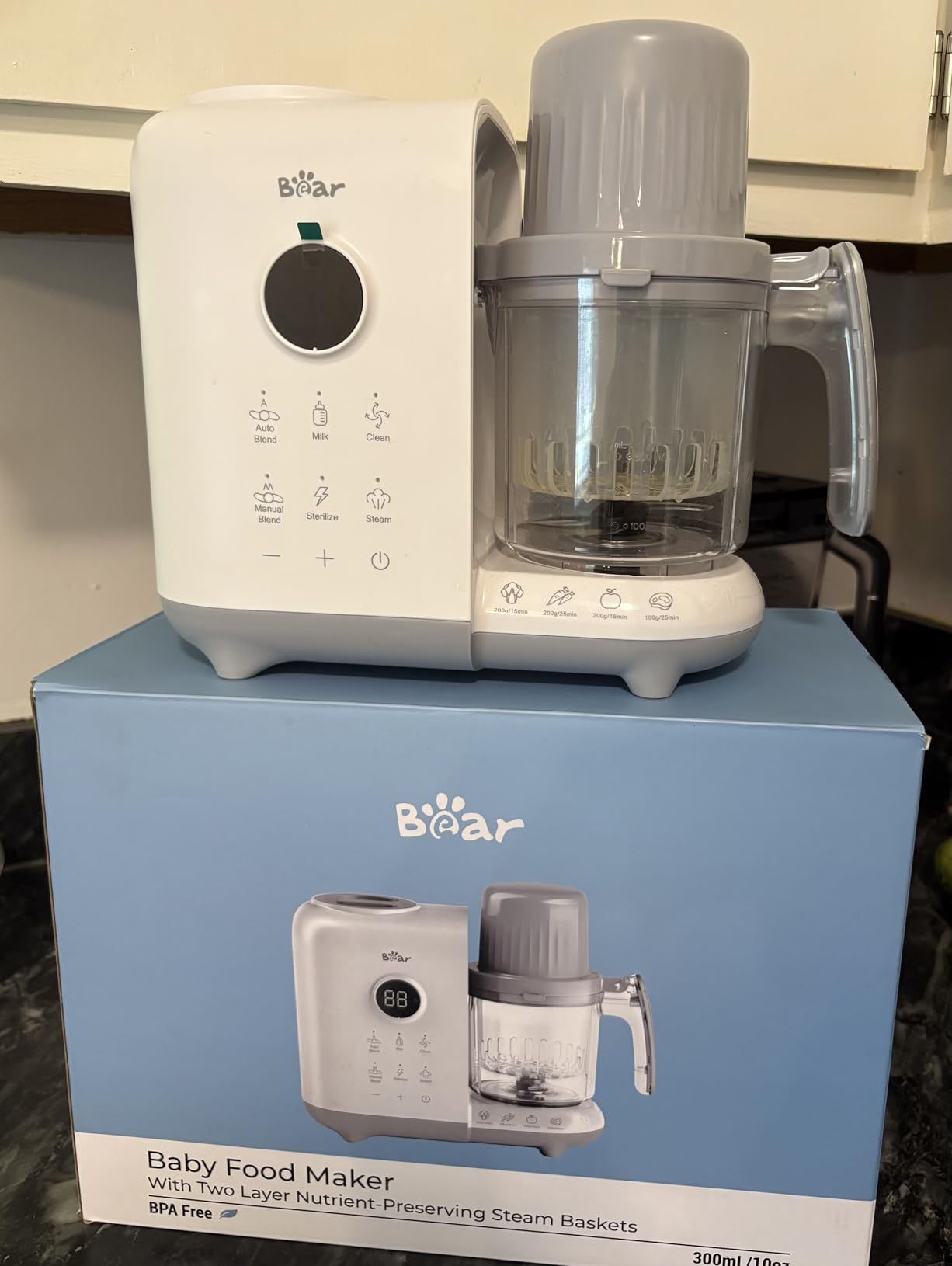 Bear Baby Food Maker Steamer&Blender with Dual-Layer Steam Baskets, 18.5oz | OneStep Baby Food Processor Puree Maker Grinder Mills Bottle Warmer, Sterili-zing for Healthy Homemade Baby Puree, BPA-Free customer photo 1