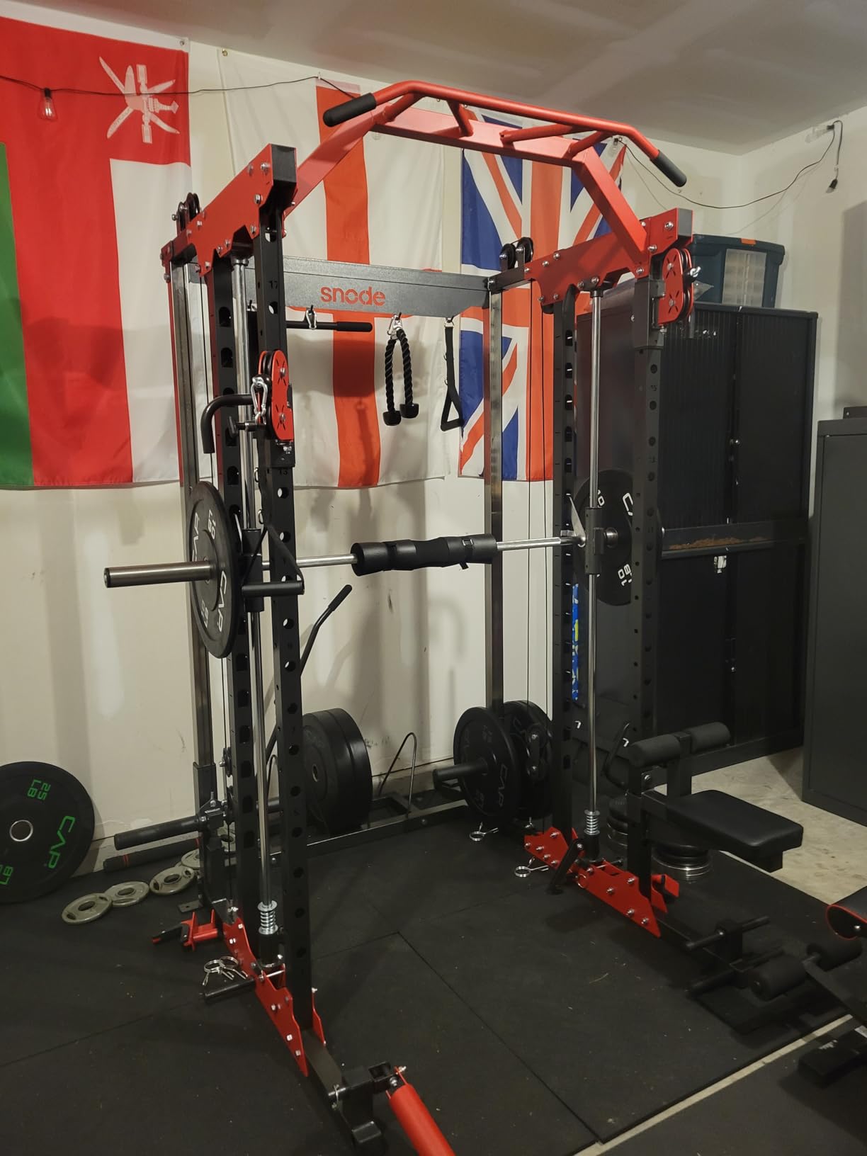 SNODE ALL10 All-in-One Smith Machine Home Gym, Multi-Functional Power Rack | 1:1 or 2:1 Pulley Ratio, Cable Crossover, Squat Rack with Leg Press, LAT Pull-Down Seat, 2000LB Weight Capacity customer photo 2