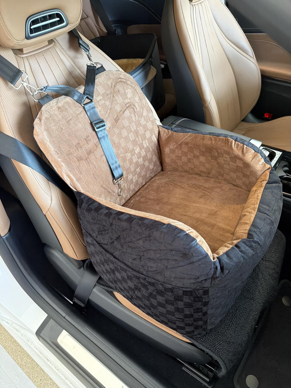 PETICON Waterproof Dog Car Seat for Small Medium Dogs, 6in Memory Foam | Pet Booster Seat for Dogs up to 26 lbs with Pockets, Detachable Washable Pet Carseat with Y-Shape Safety Belt customer photo 2