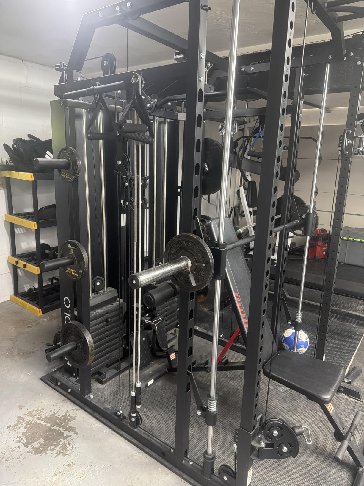 Mikolo Smith Machine with Weight Stack, Power Cage Home Gym System with LAT Pulldown & Cable Crossover, Multi-Functional Trainer with Dual Pulley System, Includes 10+ Free Attachments customer photo 2