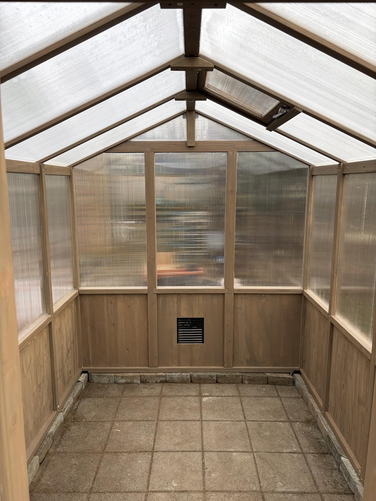 Aoxun 6x12 FT Wooden Greenhouse for Outdoors, 6MM Thick Polycarbonate Panel Walk-in Green House Kit with Adjustable Roof Vent and Lockable Door, Heavy Duty Cedar Greenhouse, Backyard Garden, Gray customer photo 2
