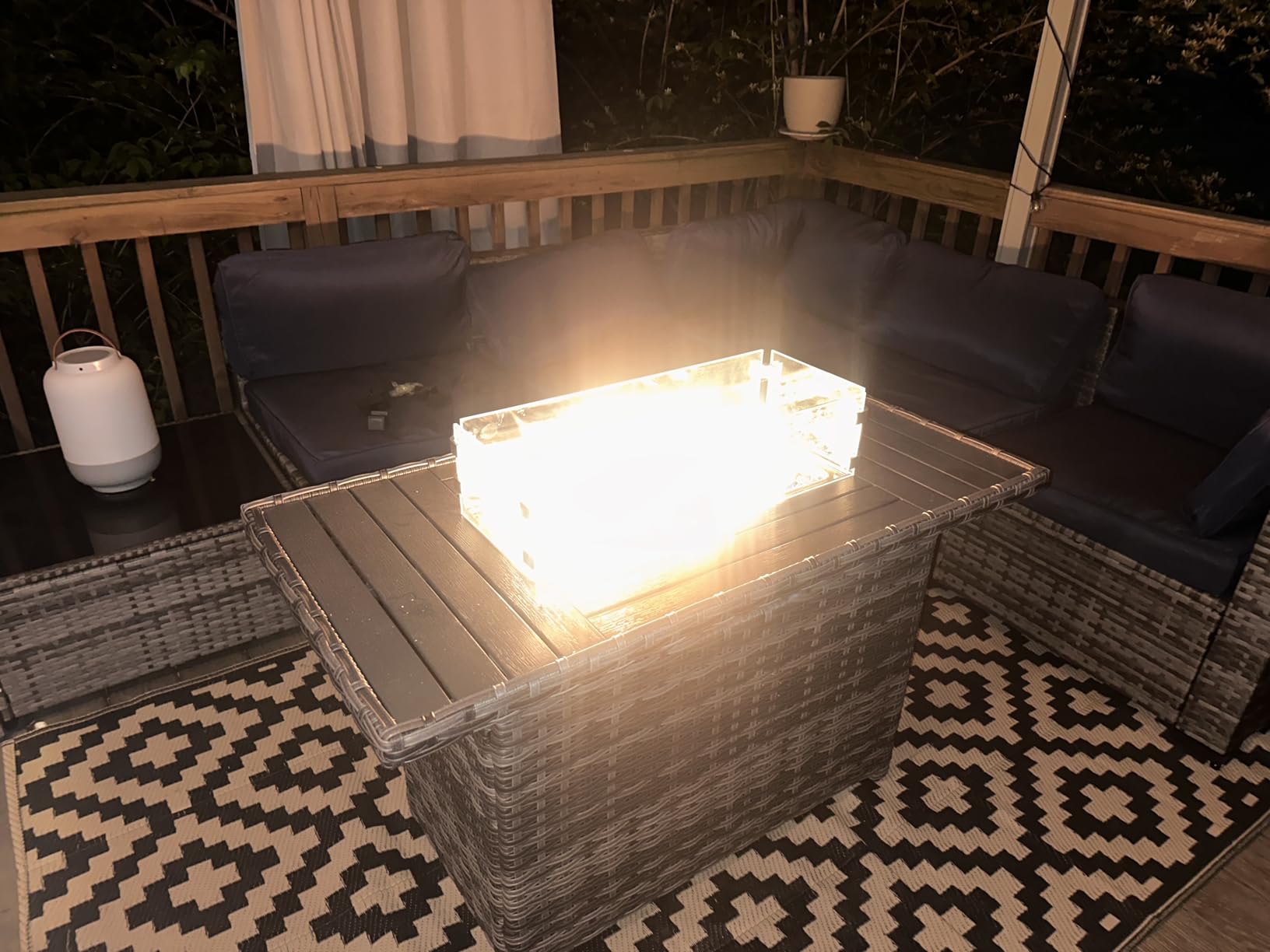 Outdoor Patio Furniture Set with Fire Pit 8 Pcs Wicker Sectional Sofa Green | Outdoor Conversation Set with Tea Table for Patio, Garden, Backyard customer photo 1