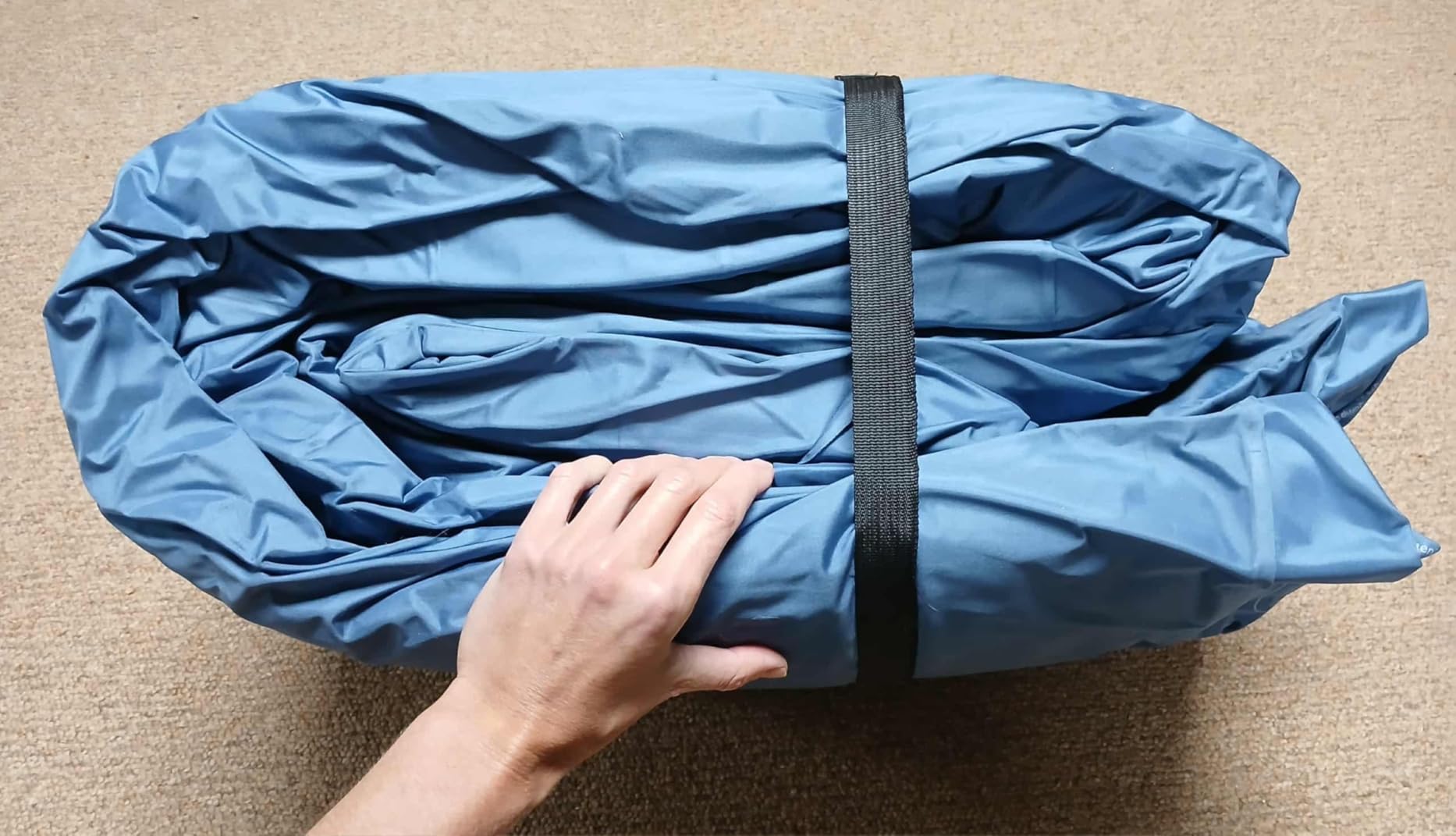 Tencity Fast Inflate AirBed, Quiet & Comfortable Blow Up Bed for Home Guests, Camping, Travel, Luxury Air Mattress W/Quilted Foam Topper, Extra Firm Support, Blue 20
