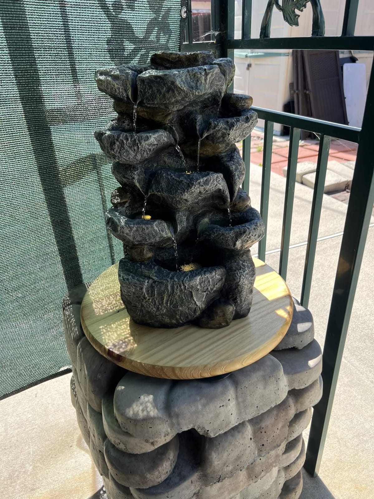 Solar Water Fountain Outdoor Cascading Design 5 Tier Feature Fountains | Garden 19.3 Inch Waterfalls with Light, Pump Solar Panel for Patio, Deck, Porch, Backyard Home Décor customer photo 1