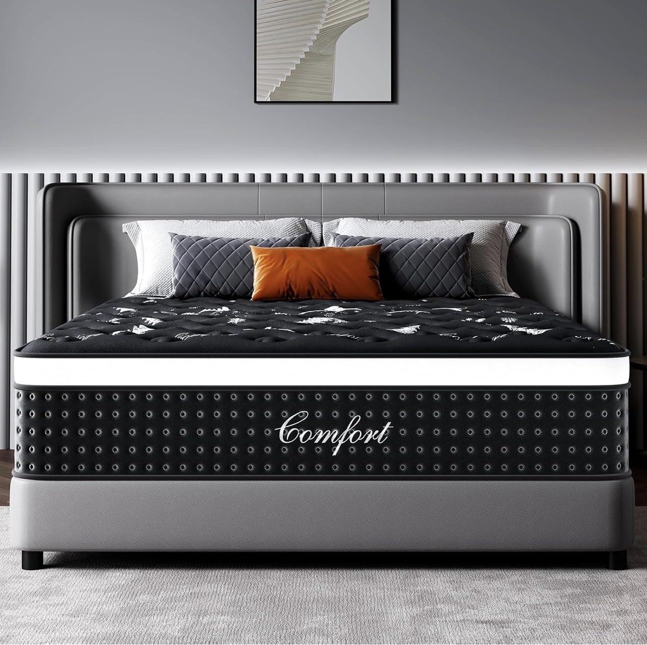 Queen Mattress 12 Inch, Queen Size Mattresses in a Box, Cooling Mattress | Memory Foam & 7-Zone Pocket Spring, Medium Firm, Back Pain Relief, Motion Isolation, Fiberglass-Free, CertiPUR-US, 365 Trial customer photo 1