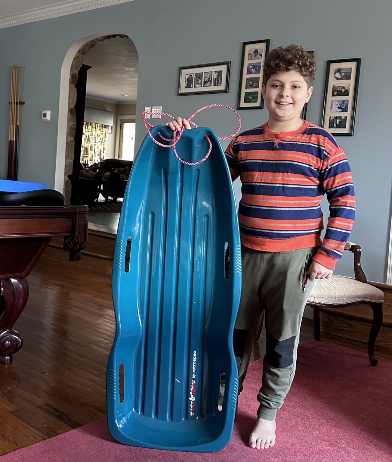 Retrospec Retrorider Plastic Snow Sled – Toboggan Style with Pull Rope, Cold-Resistant Coating, and Hard Bottom for Smooth Downhill Rides – Available for Kids and Adults customer photo 1