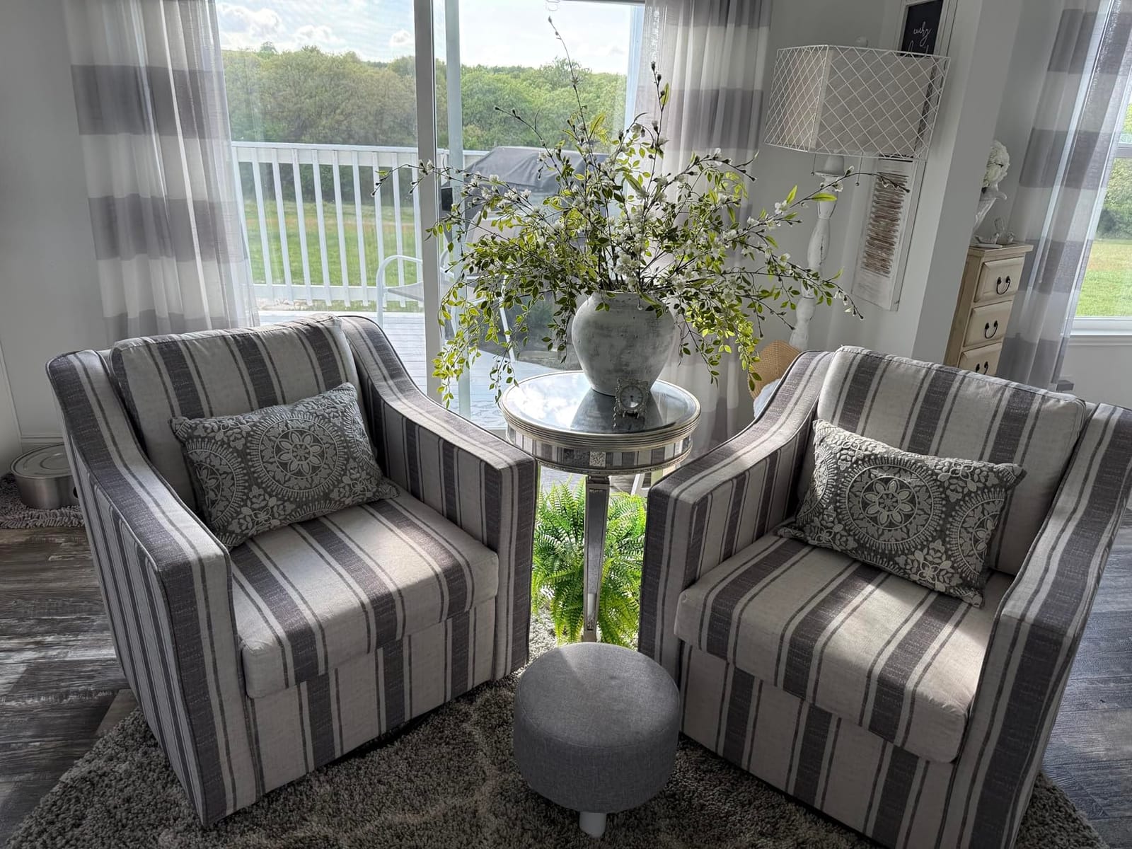 Swivel Accent Chairs Set of 2, 360° Swivel Armchairs with Deep Seat, Sand customer photo 1