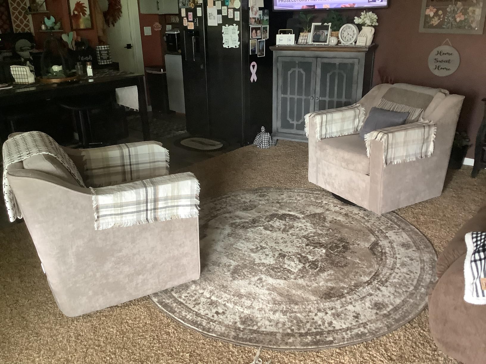 Swivel Accent Chairs Set of 2, 360° Swivel Armchairs with Deep Seat, Sand customer photo 2
