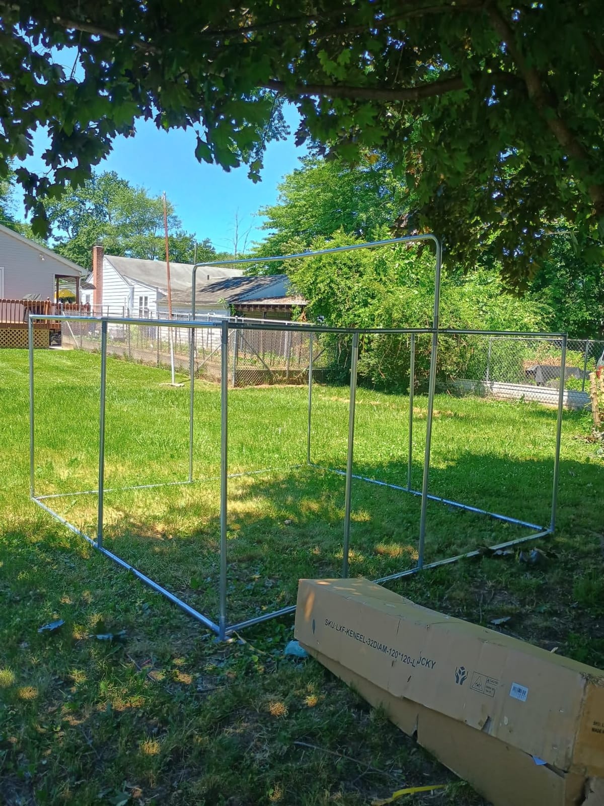 10x10FT Large Outdoor Dog Kennel Outside, Heavy Duty Dog Pen with Roof | Heavy Duty Dog Enclosure with Waterproof Oxford Roof, Security Lock, Large Outdoor Dog Run for Backyard Dogs & Small Animals customer photo 2