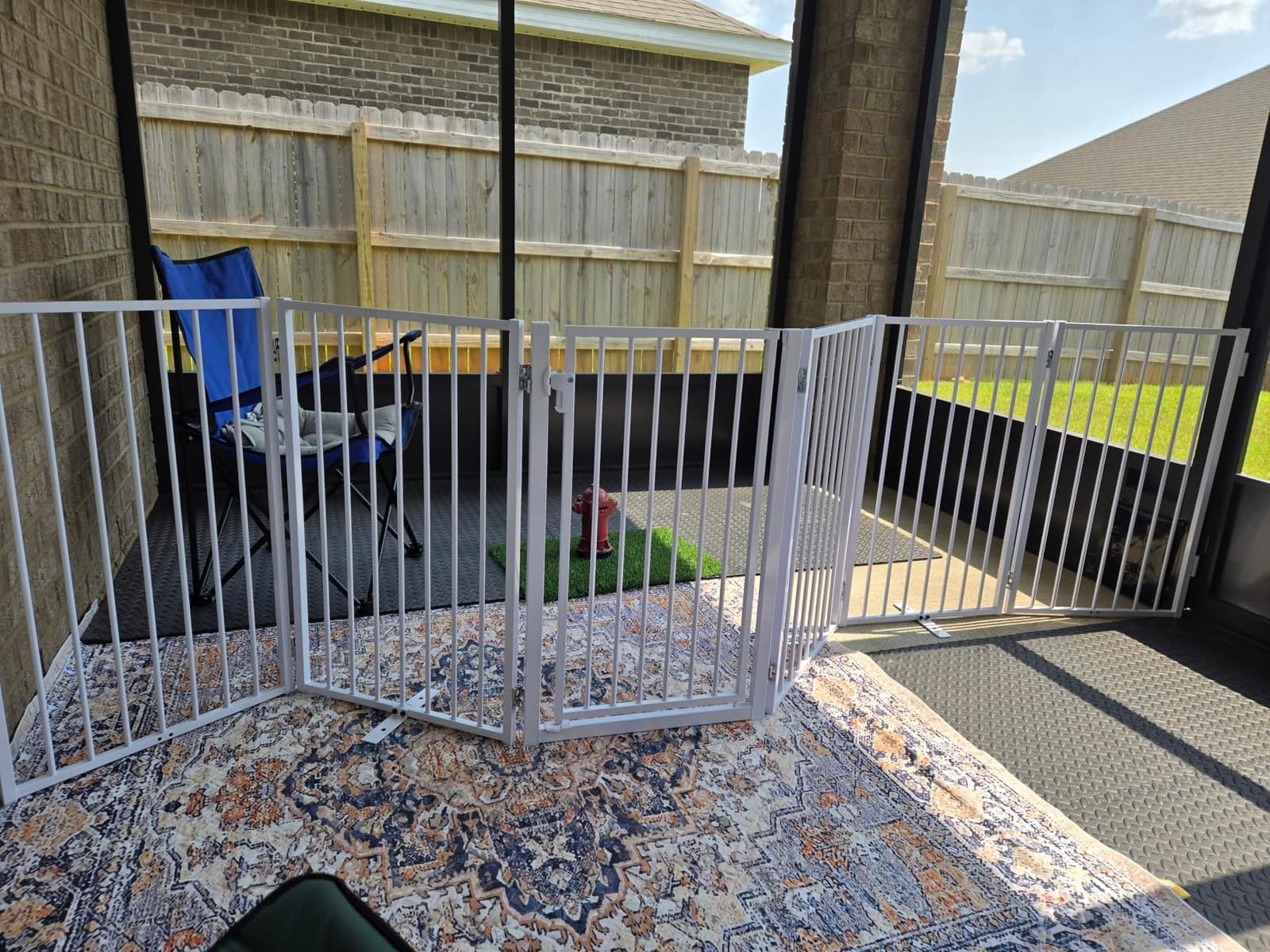 COMOMY 120 Inch Extra Wide Dog Gate with Door 32 Inch Tall | Free Standing Pet Gate 6-Panel Foldable Metal Fence for House Stairs Doorways Indoor Outdoor Black customer photo 1