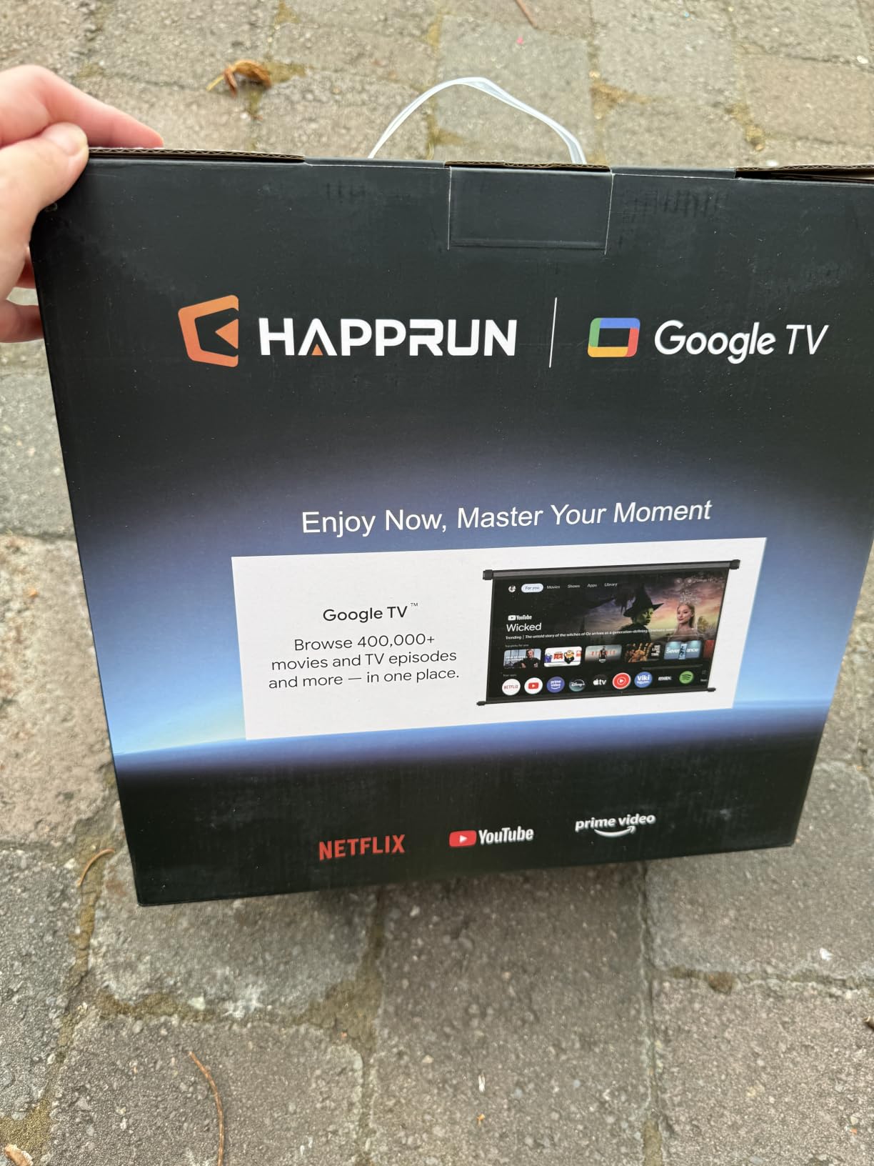 HAPPRUN 3000 ANSI Lumens Outdoor Projector with Official Google TV, 4K Supported, Dolby Audio, Auto Focus & Auto Keystone, 10K+ Apps, WiFi 6, Bluetooth, Indoor & Outdoor Movies customer photo 2