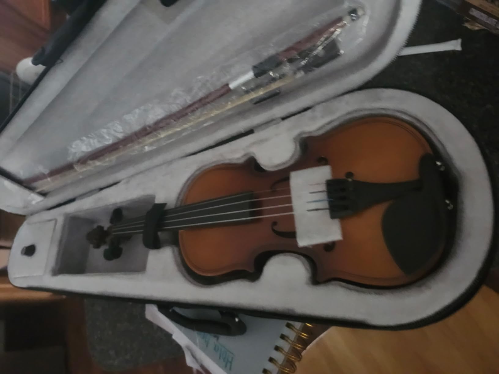 Vetimobato Handmade 4/4 Full Size Violin Set - Matte Finish Body Maple Neck Solid Wood Fittings Complete Kit with Case Bow Shoulder Rest, Strings for Beginners to Intermediate Players (4/4) customer photo 2