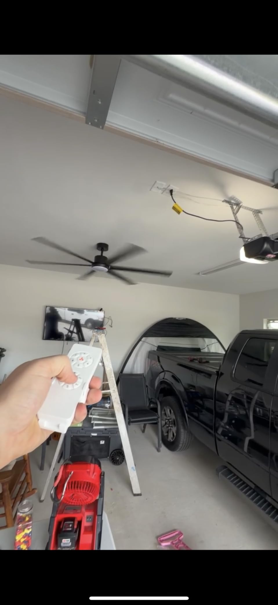 96 Inch Extra Large Ceiling Fan with Light, Aluminum Blades, Walnut | 10,464 CFM at 110 RPM, 6 aluminum blades, 6 speeds, 3 color temperatures, DC motor, oversized rooms/gym/covered patio customer photo 1