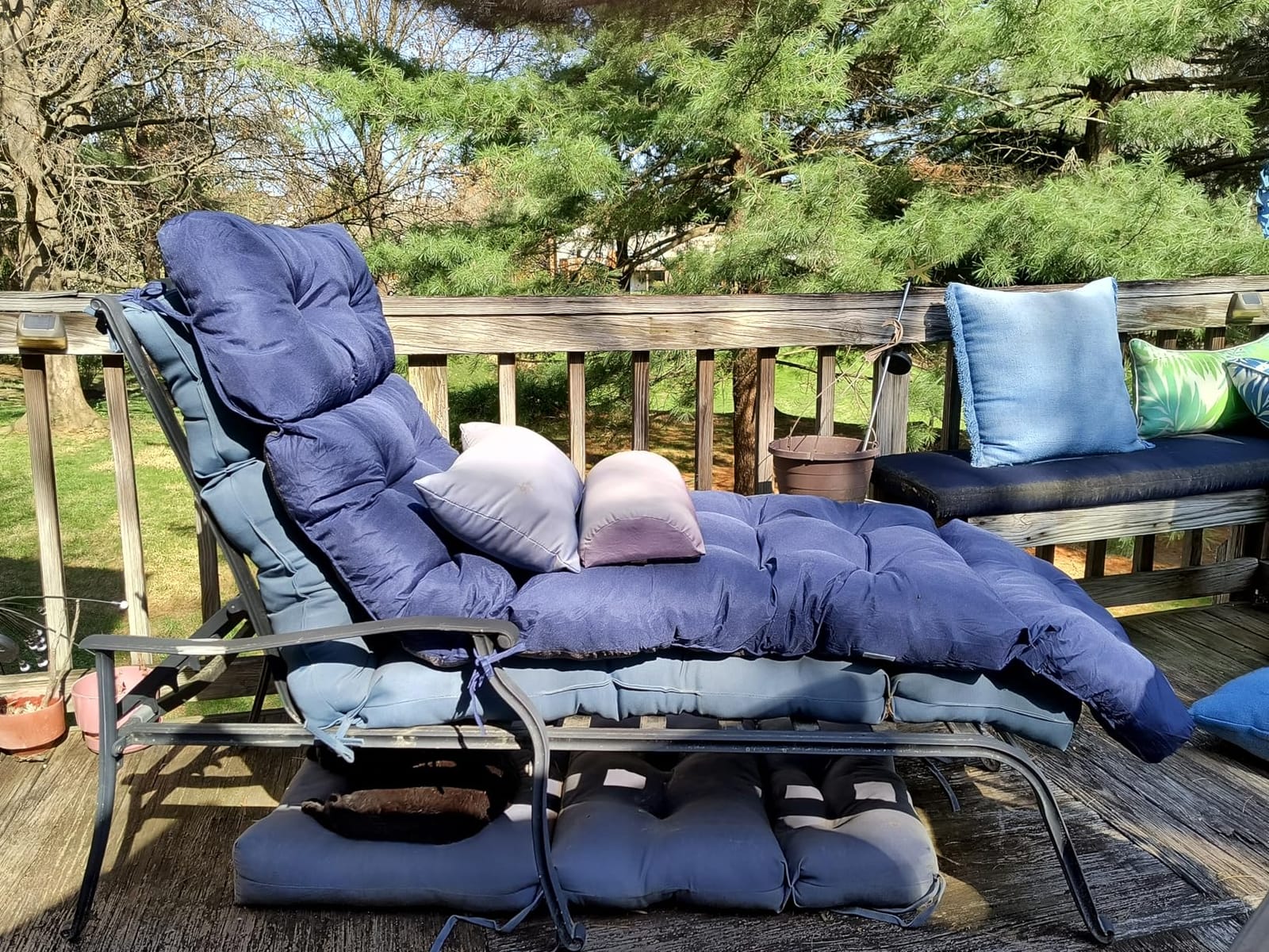 Chaise Lounge Cushions Outdoor, Waterproof & Fade Resistant Patio Lounge Chair Cushions for Outdoor Furniture, Chaise Cushion with Ties for Patio, Pool, Lawn and Beach, 75.1x22.8x4.7 Inch, Navy Blue customer photo 2