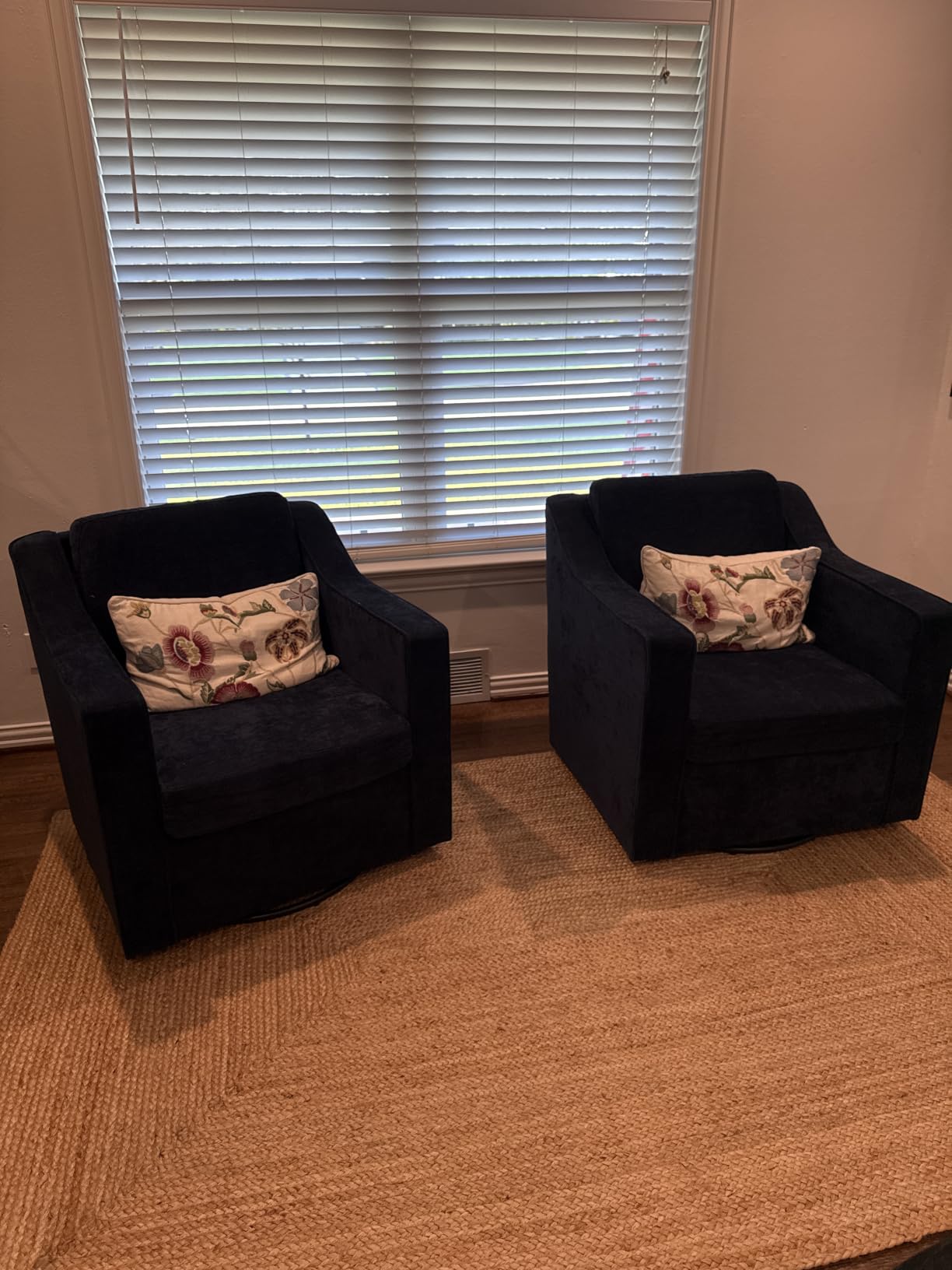 Swivel Accent Chairs Set of 2, Chenille Armchair with Lumbar, Coffee customer photo 1