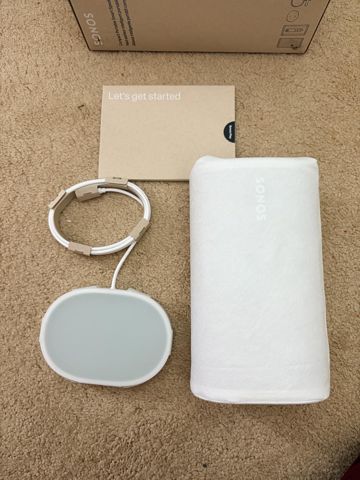 Sonos Play Portable WiFi and Bluetooth Speaker - White | 24-Hr Battery with Power Bank | Stereo Pairing & Multi-Room WiFi | AirPlay 2 | IP67 Waterproof | Carrying Loop customer photo 1