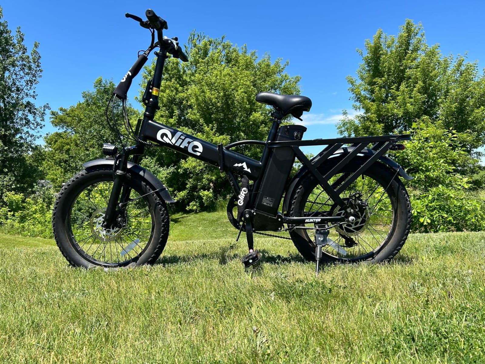Qlife Hunter/Hunter Plus Foldable Electric Bike, Peak 1200W/1500W Ebike with 48V 13.5Ah/20Ah Battery, 65-90 Miles Range, Heavy-Duty Rear Rack, 20