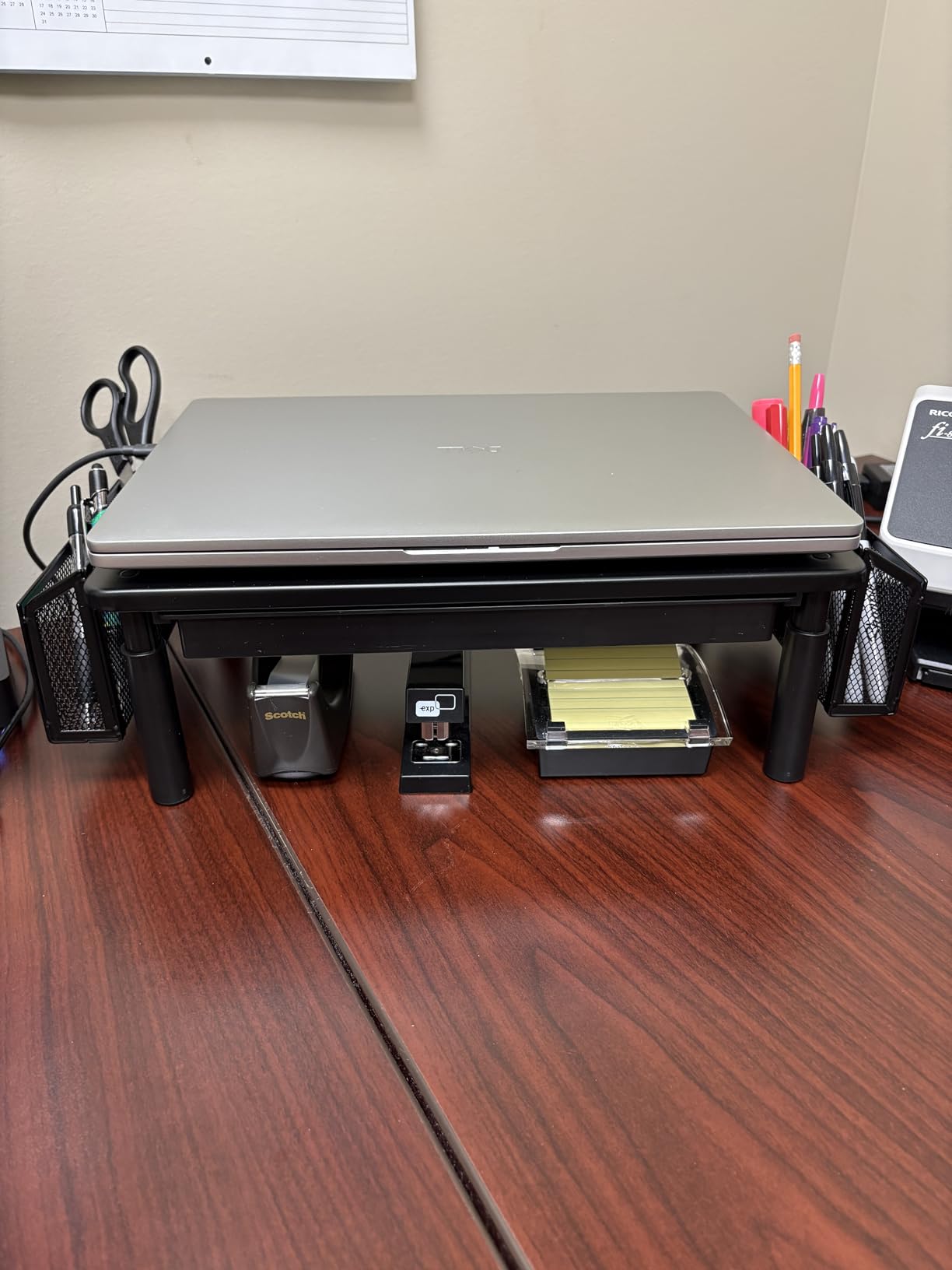 WALI Desk File Organizer, 4 Tier Desktop Paper Letter Tray Organizer with Drawer and 2 Pen Holders, Office Desk Accessories & Workspace Organizers for Office, Home Supplies (DO005DH-B), 1 Pack, Black customer photo 2