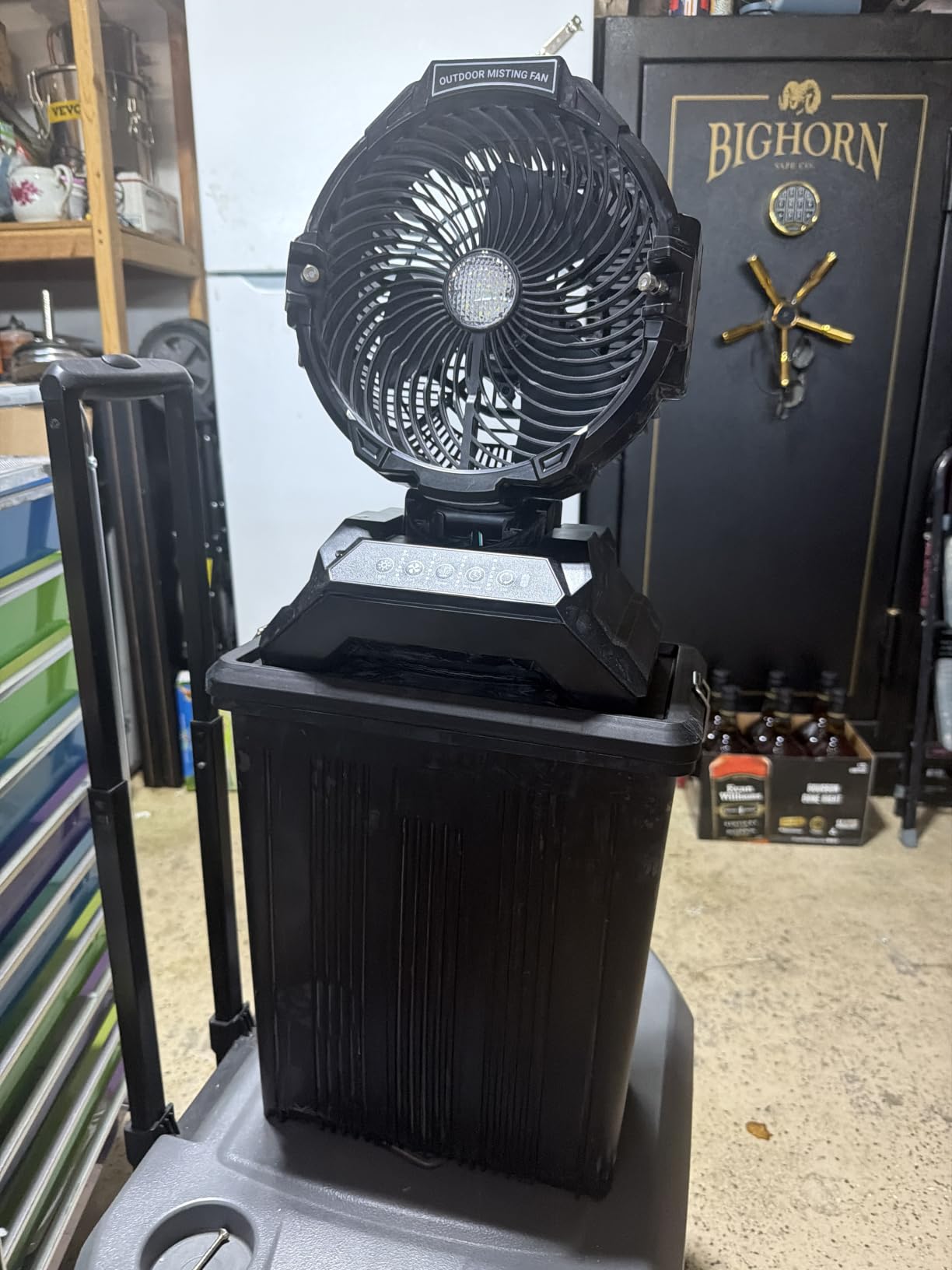 Portable Misting Fan for Outside, 70Hrs Camping Mister Fan, 15L Cooling Fan with Remote, Ice Fan with 4 Spray Speeds, 4 Misting Modes, 3 Light Modes for Garden/Camping/Party/Fishing customer photo 1