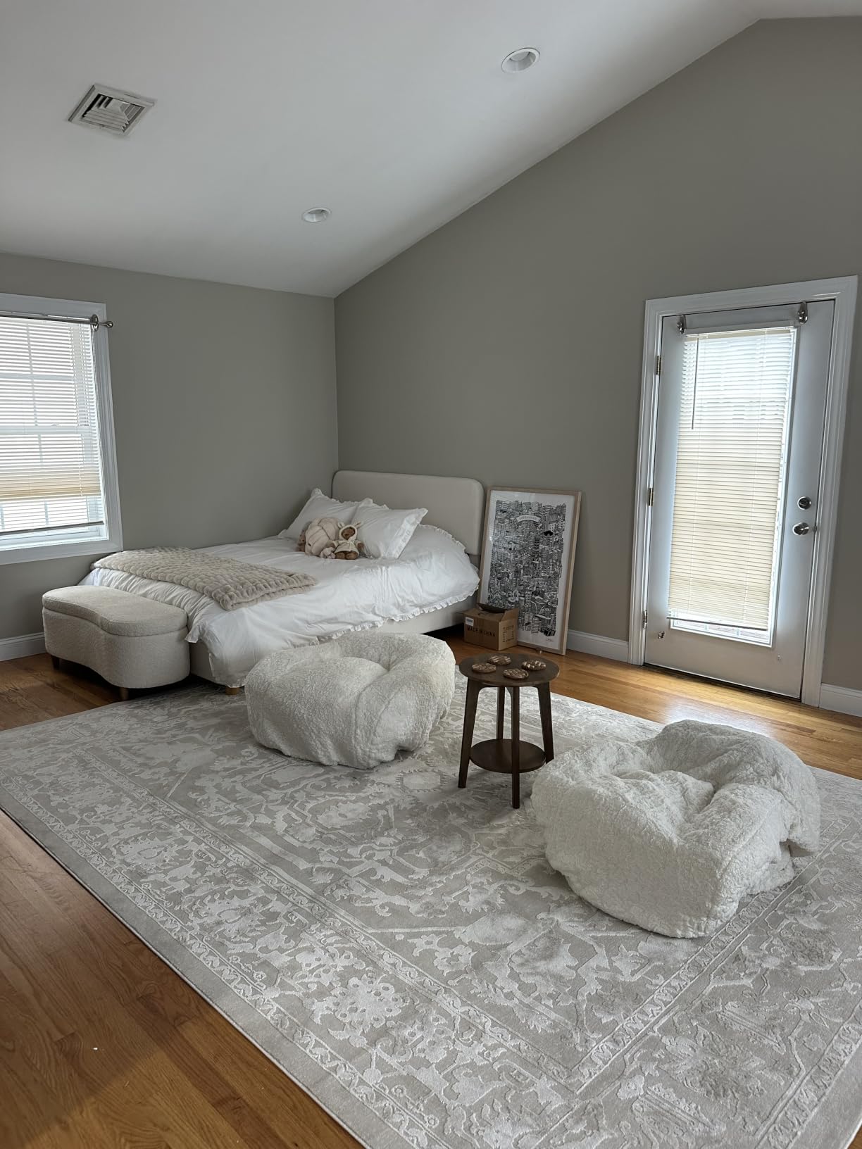 King Size Cloud Bed Frame, Boucle Wood Upholstered Platform Bed, Cream | Adjustable Headboard, Sturdy Wood Legs, Rounded Corners, Modern Cama King customer photo 2