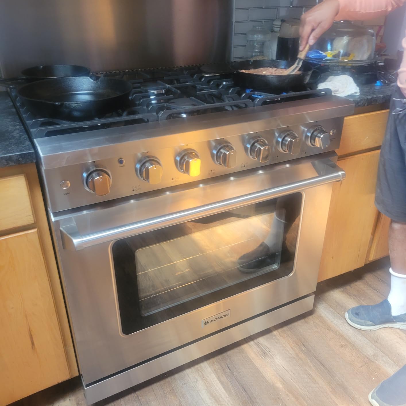 AAOBOSI 36 Inch Front Control Gas Range Oven,78000 BTU Convection Oven | 6 Cu. Ft 6 Cooktop Burners, Self Clean, Freestanding Heavy Duty Gas Range Stove with Halogen Light,Large Capacity customer photo 1