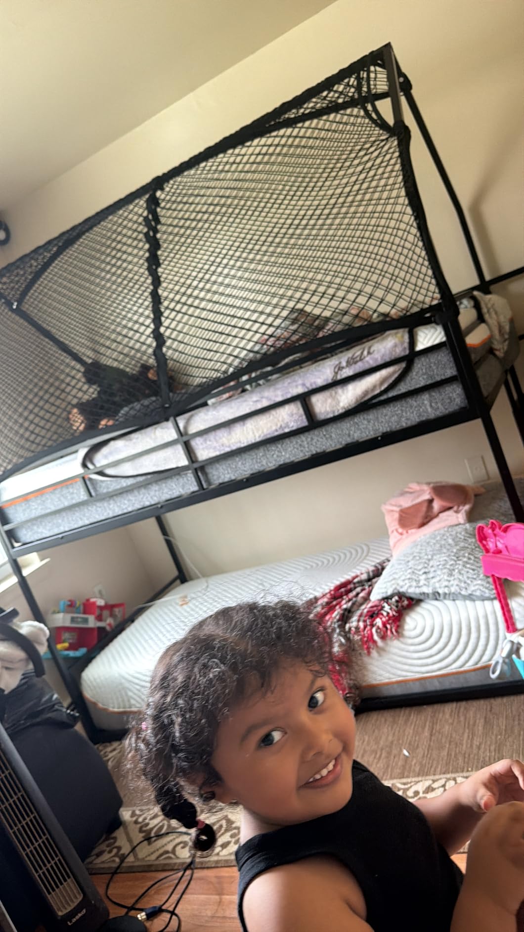 Jocoevol Metal Bunk Bed Twin Over Twin with Storage Staircase, Clothes Rack, LED Twin Bunk Beds for Kids with 2 Storage Drawers, Full-Length Guardrail, No Box Spring Needed, Easy Assembly, White customer photo 1
