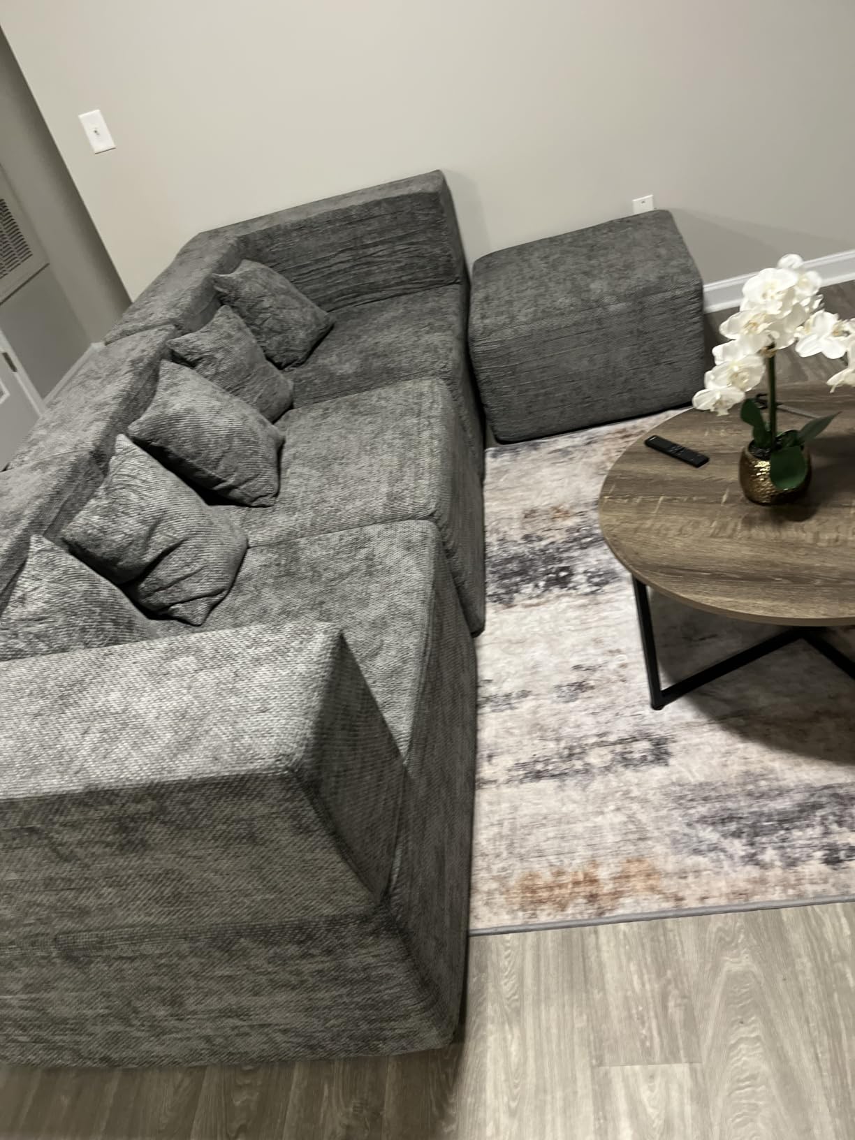 MONVANE U Shaped Boneless Sectional Couch Oversized, Chenille, Black | 6-Seat Sectional Couch for Living Room, Modular Cloud Sofa with Ottoman & 6 Throw Pillows, No Assembly Required customer photo 2