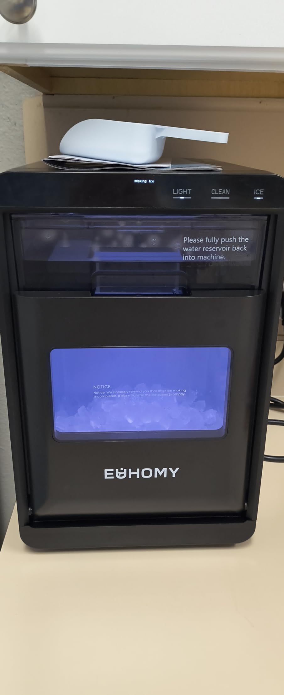 EUHOMY Nugget Ice Maker Countertop, 44Lbs/24H Sonic Ice Maker Machine, Self-Cleaning Pellet Ice Makers with Ice Scoop&Basket, Countertop Pebble Ice Maker for Home/Kitchen/Office customer photo 2