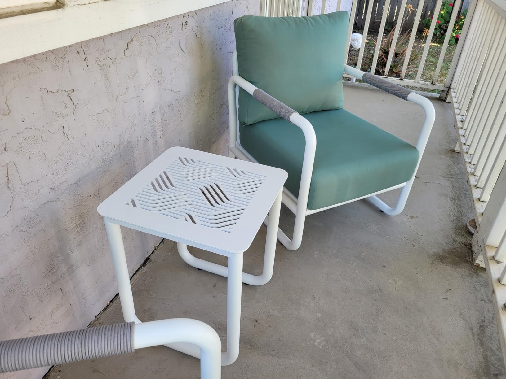 5-Seat Aluminum Patio Conversation Sofa Set with 2 Swivel Rocking Chairs & Oversized Fire Pit Table (Glass Wind Guard), All-Weather for Balcony, Garden, Brown customer photo 1