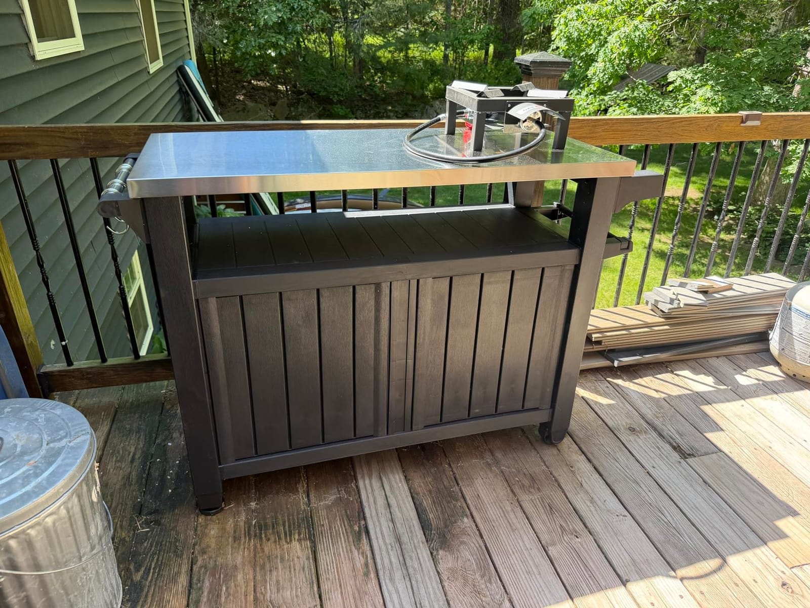 Keter Extendable Outdoor Bar Cart with Hidden Cooler, Storage Drawers & Prep Surface - Mobile Patio Serving Station with Drainage Kit & Hidden Wheels for Backyard, Garden & Poolside Entertaining customer photo 1