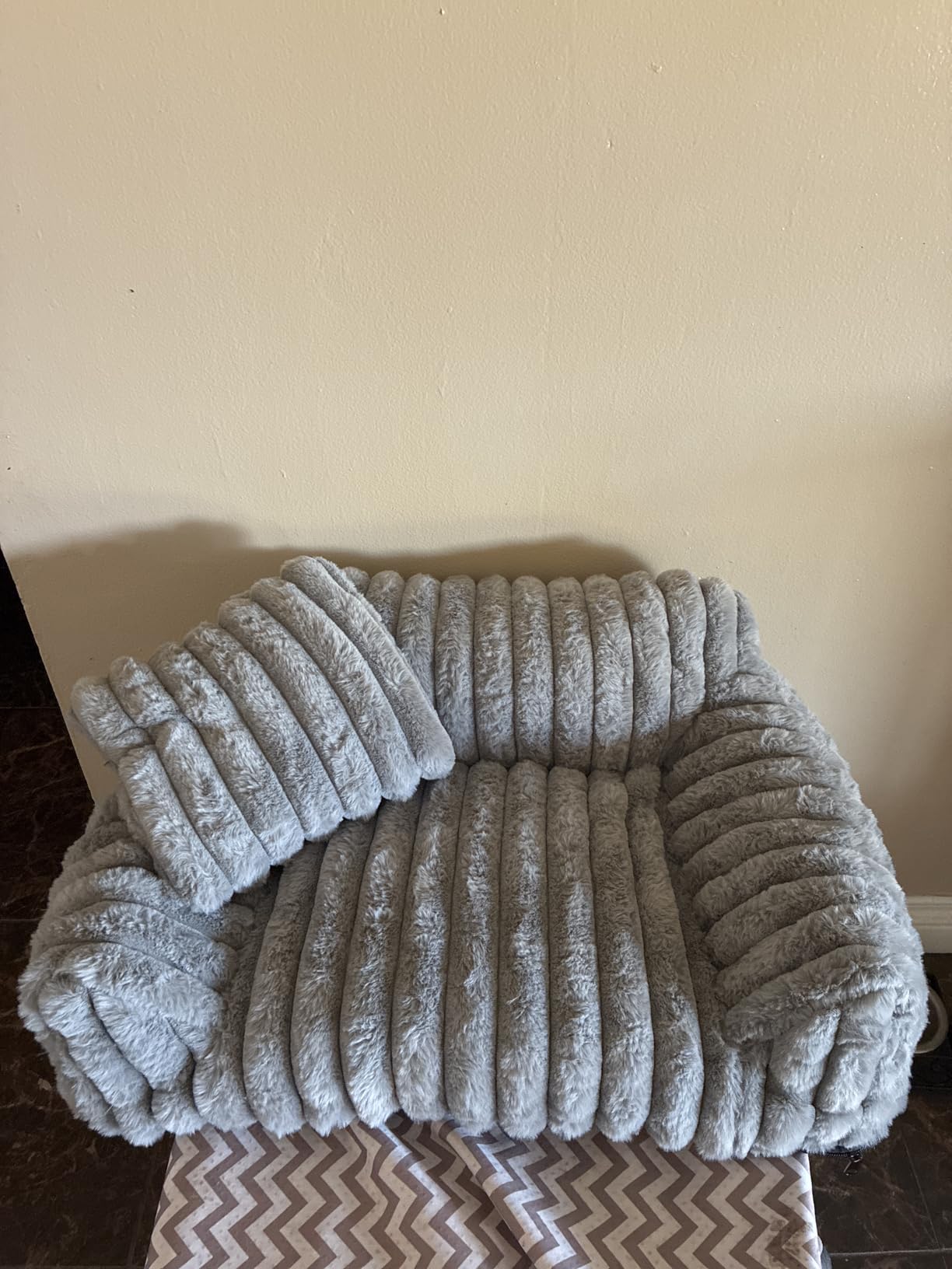 Qeils Waterproof Calming Dog Blanket for Medium Dogs, Noiseless Soft Plush Pet Blanket for Cats, 500GSM Thick Faux Fur Pet Throw, Couch Furniture Protector for Puppy, Cream, 30x40IN customer photo 2