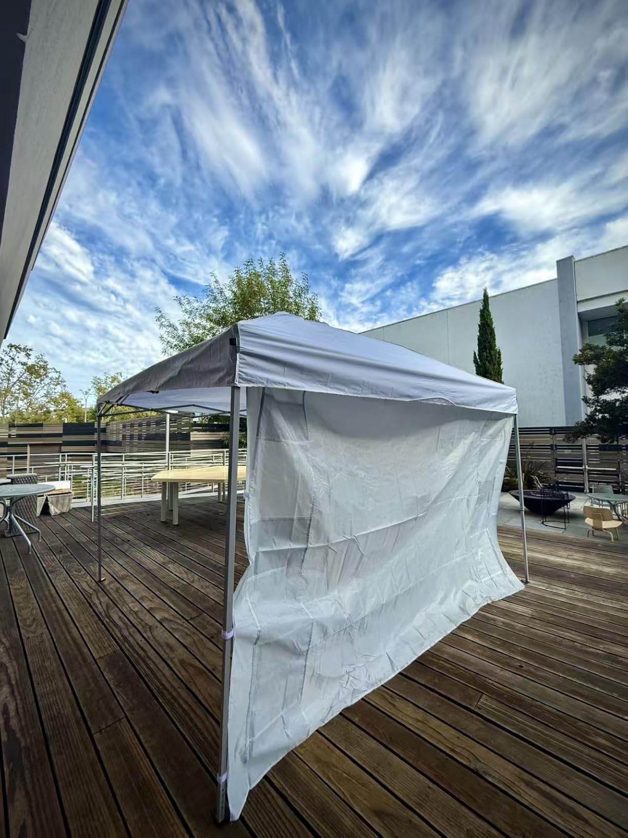 SANWAY 10x10 Pop Up Canopy Tent with Sidewall, Vendor Booth Shelter | One Push Setup, Vented Silver-Coated Top, UPF 50+ Sun Shade for Craft Fairs, Farmers Markets, Tailgating Events, Silver White customer photo 2